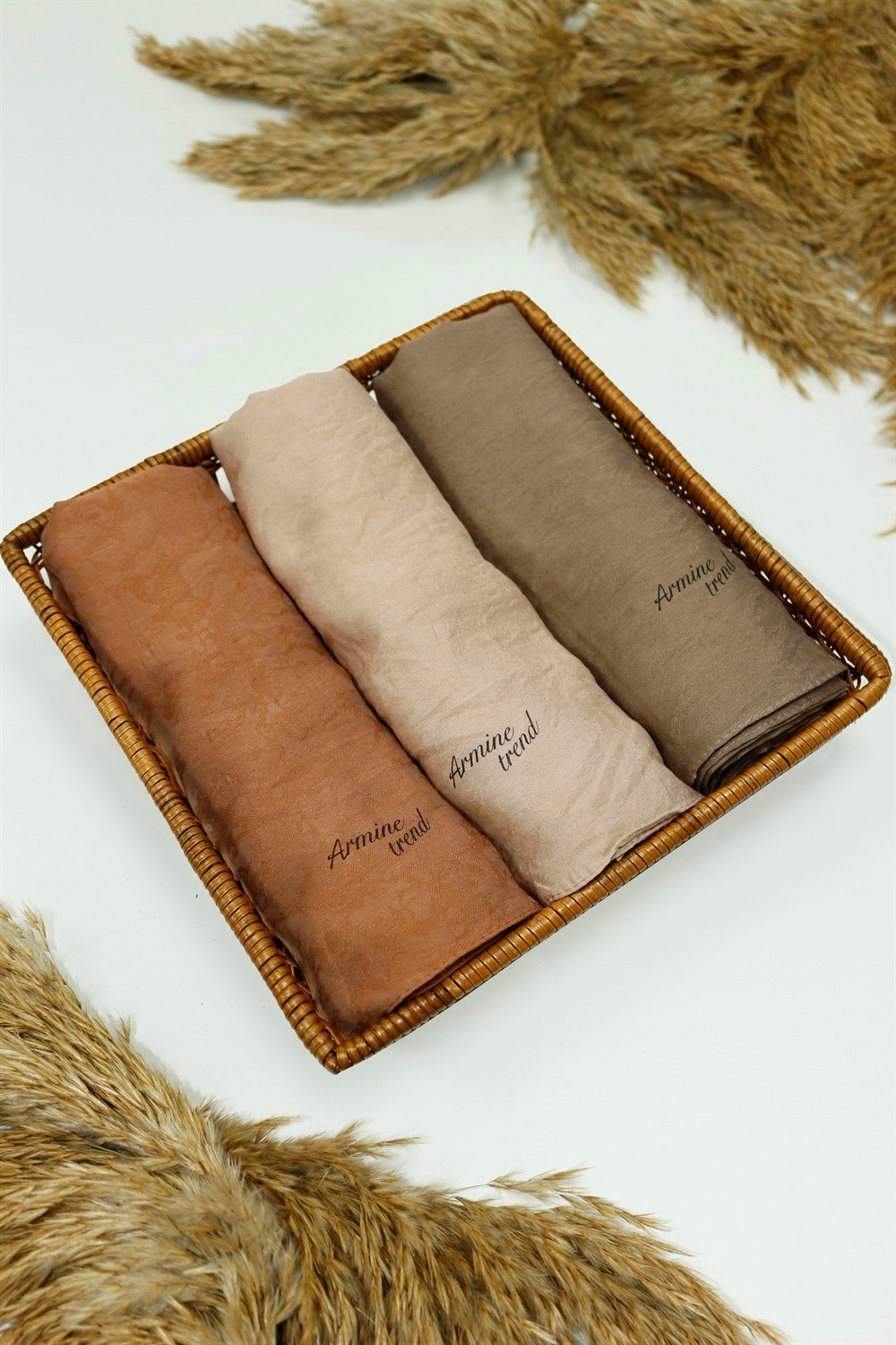 Armine Trend Vega Şal - Modal Kumaş - ATSVG-547-568-571 - 3'lü Set - Kahve Tonları