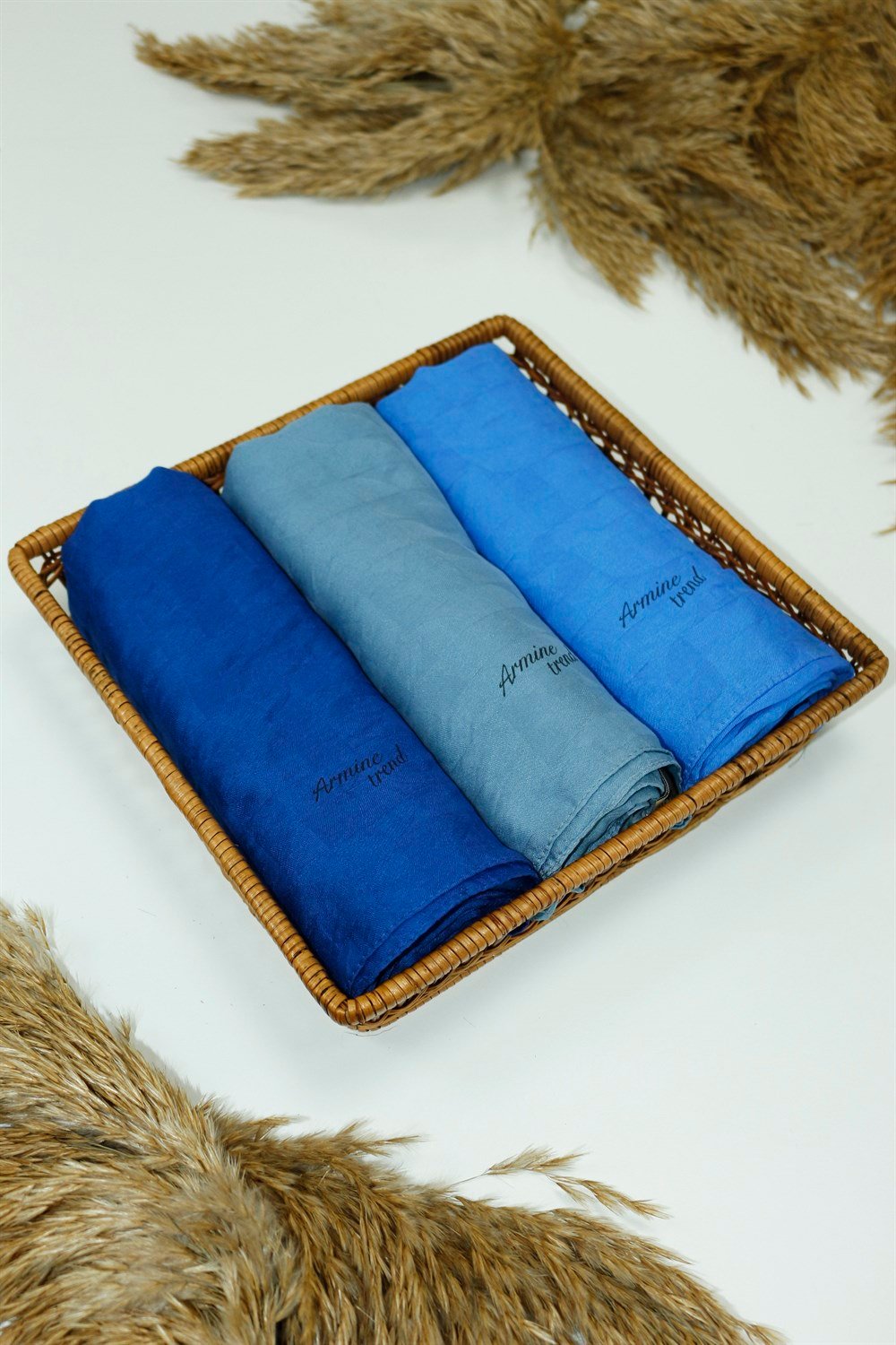Armine Trend Vega Şal - Modal Kumaş - ATSVG-561-570-572 - 3'lü Set - Mavi Tonları
