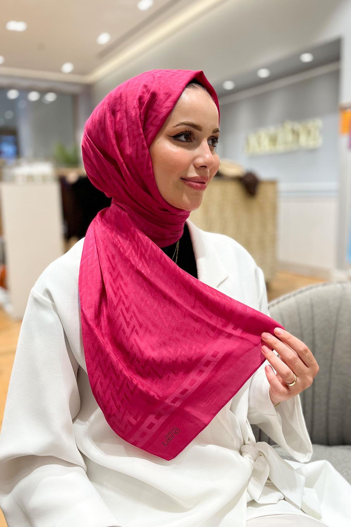 Armine Zikzak Desen, Pamuk Jakarlı, Diamond Şal - DIA7-52 - Fuşya