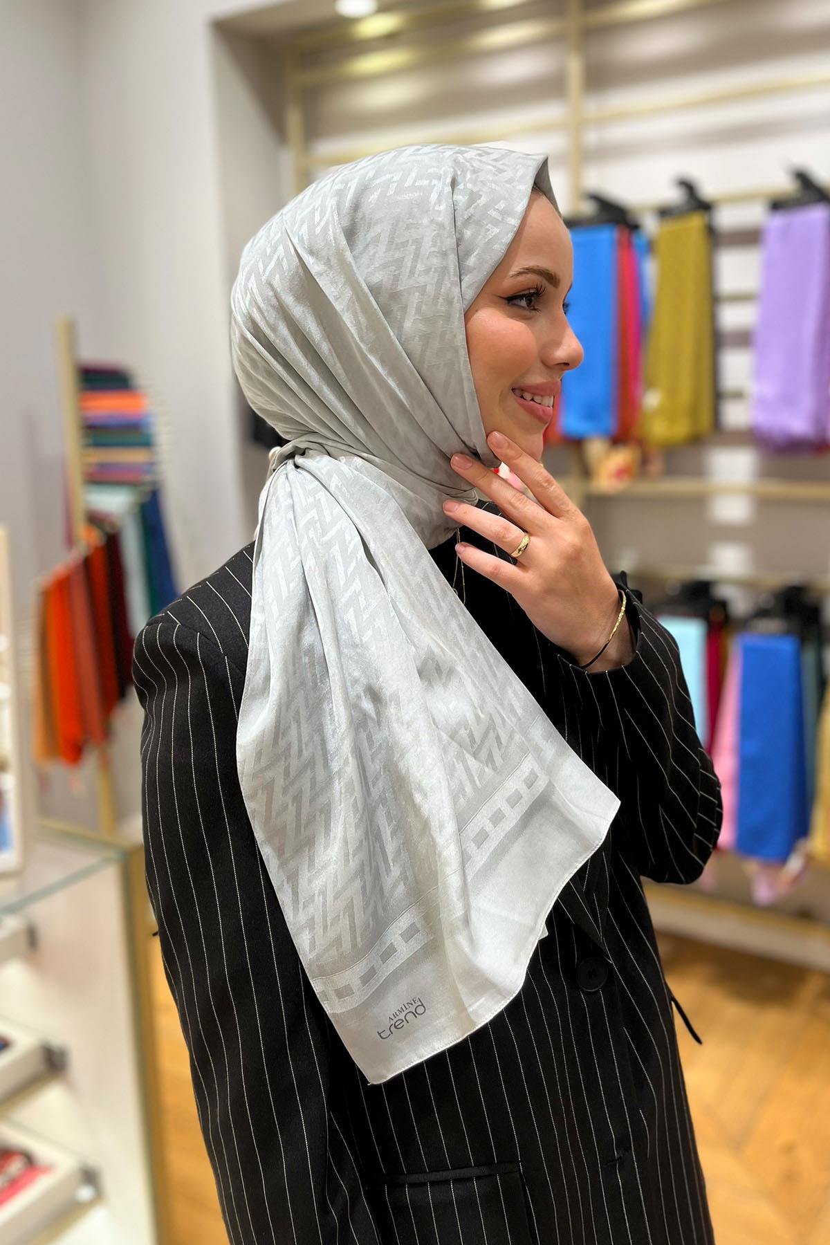 Armine Zikzak Desen, Pamuk Jakarlı, Diamond Şal - DIA7-4817 - Gri