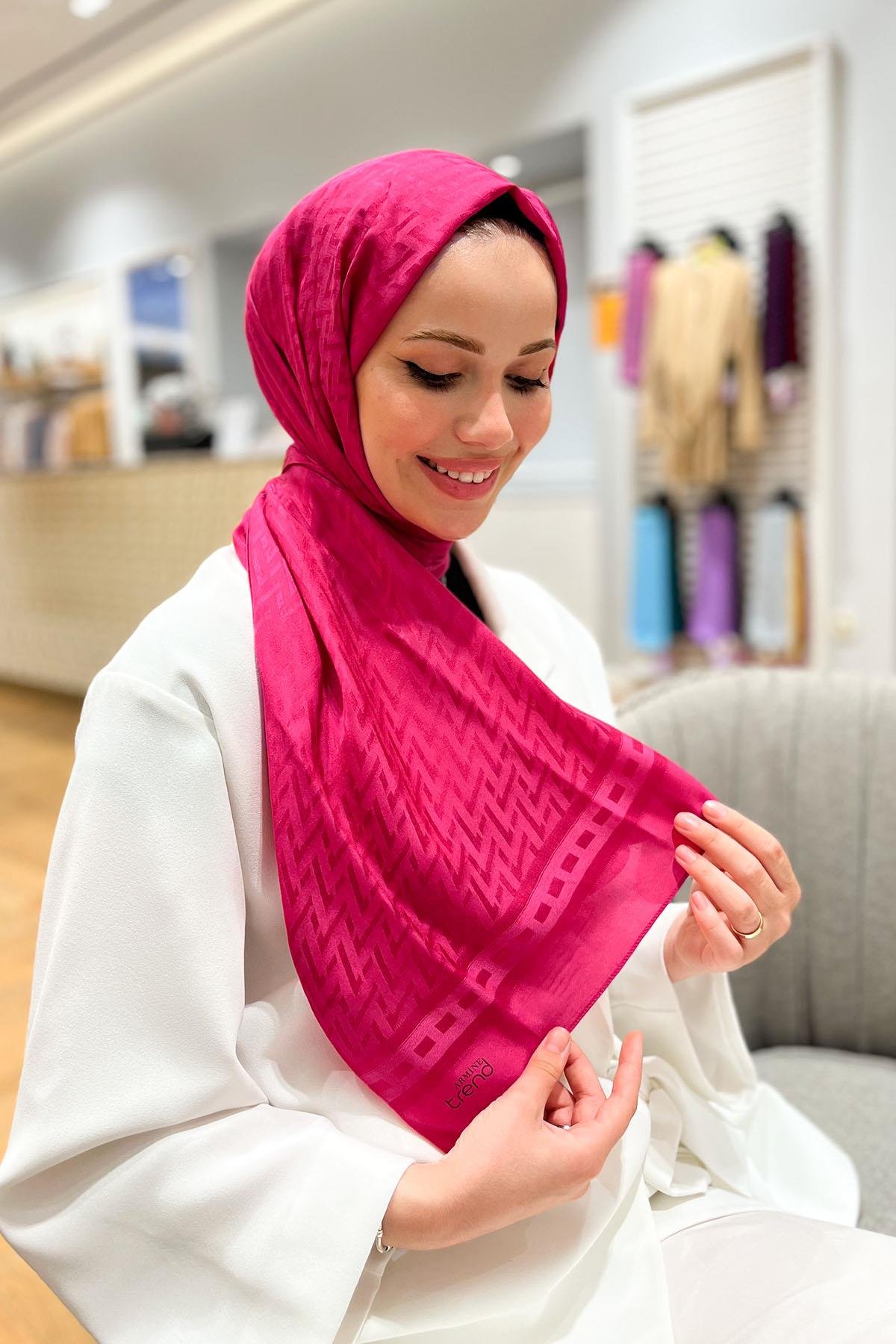 Armine Zikzak Desen, Pamuk Jakarlı, Diamond Şal - DIA7-52 - Fuşya