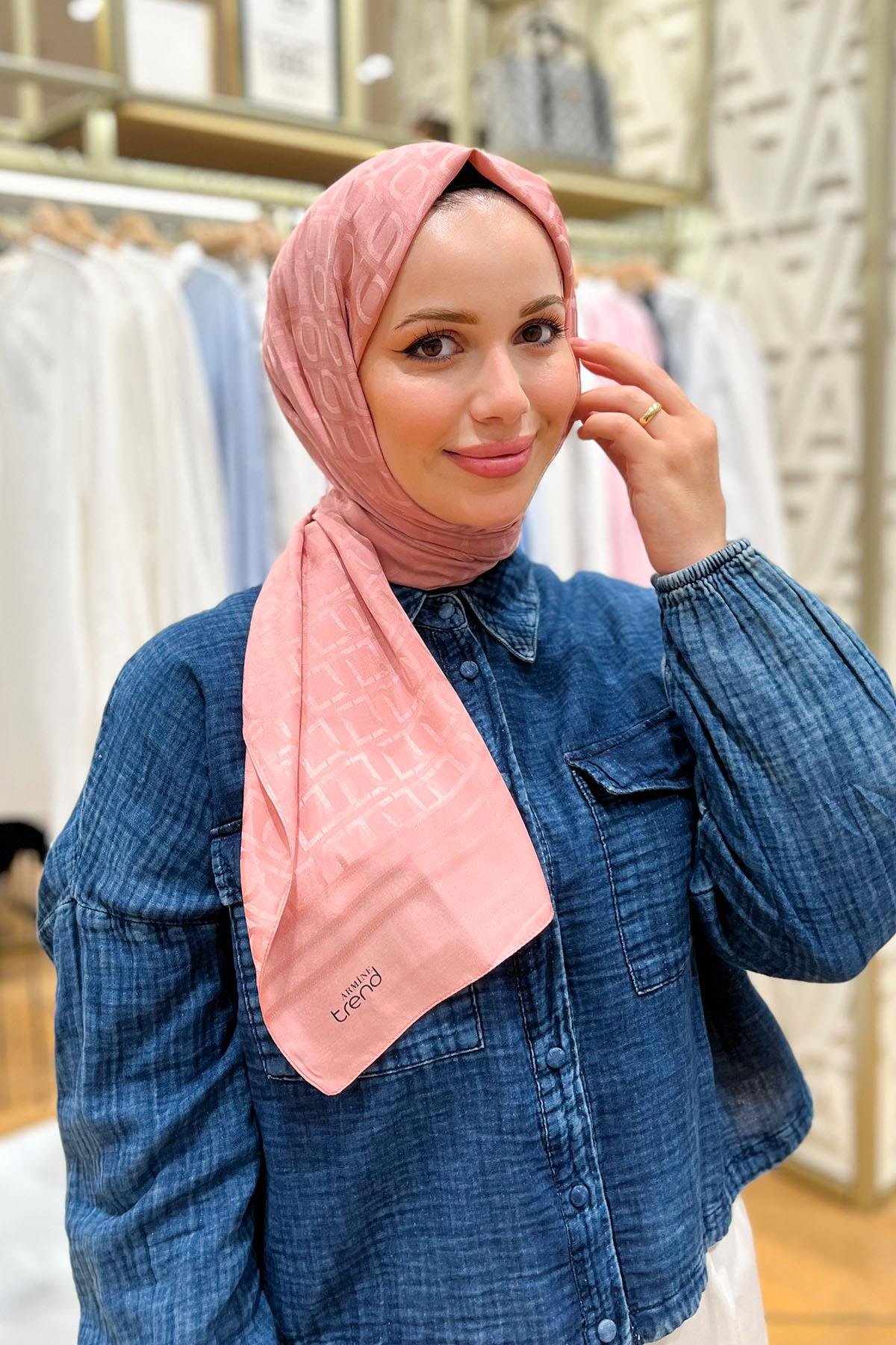 Armine Zincir Desen, Pamuk Jakarlı, Diamond Şal - DIA6-4823 - Pembe