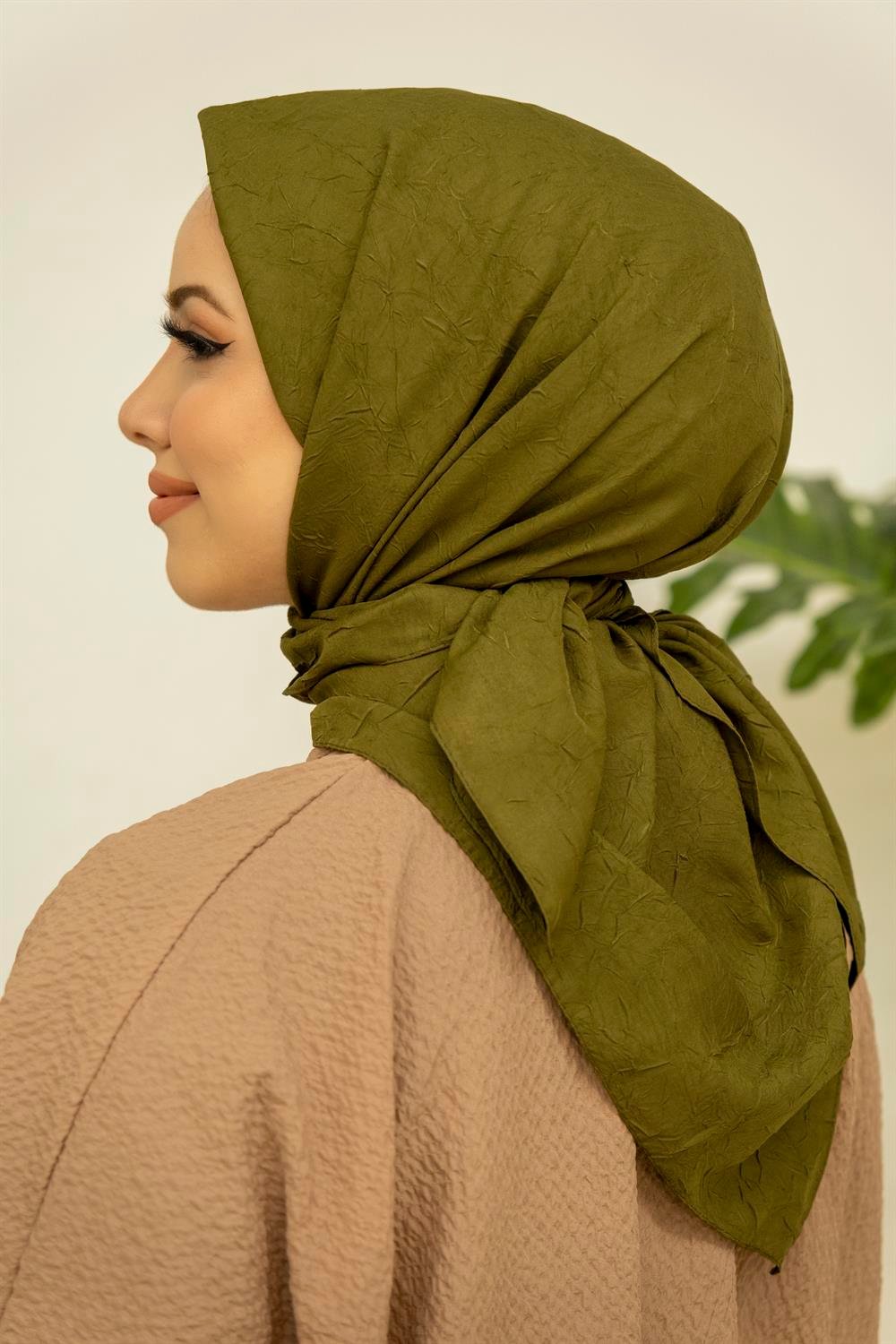 Bambu Kraş Eşarp - SEBKE54 - Kına Yeşili