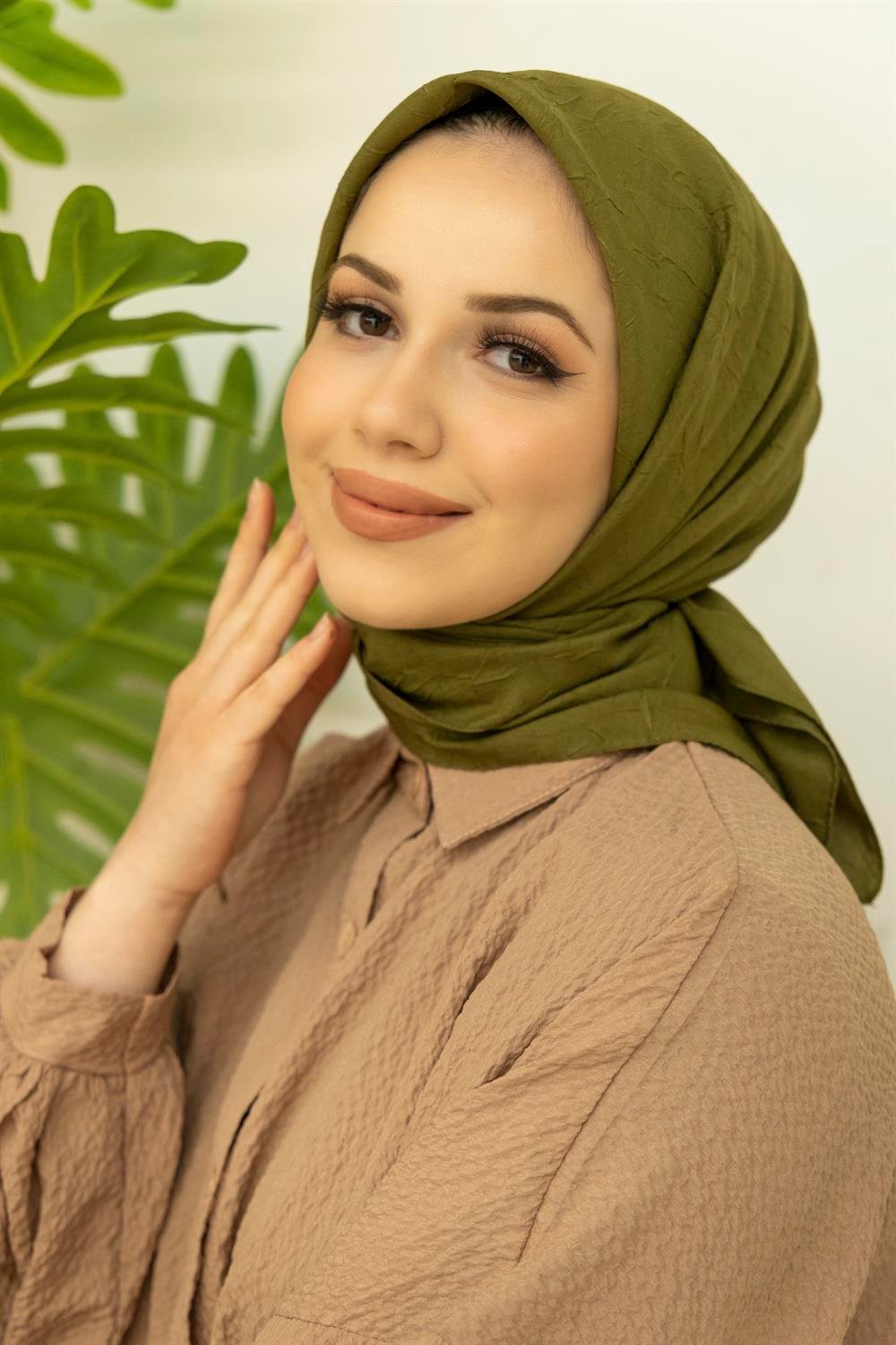 Bambu Kraş Eşarp - SEBKE54 - Kına Yeşili