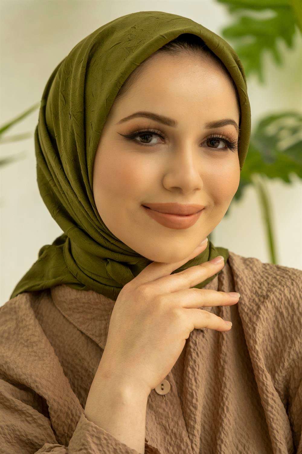 Bambu Kraş Eşarp - SEBKE54 - Kına Yeşili