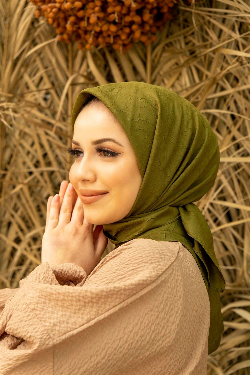 Bambu Kraş Eşarp - SEBKE54 - Kına Yeşili