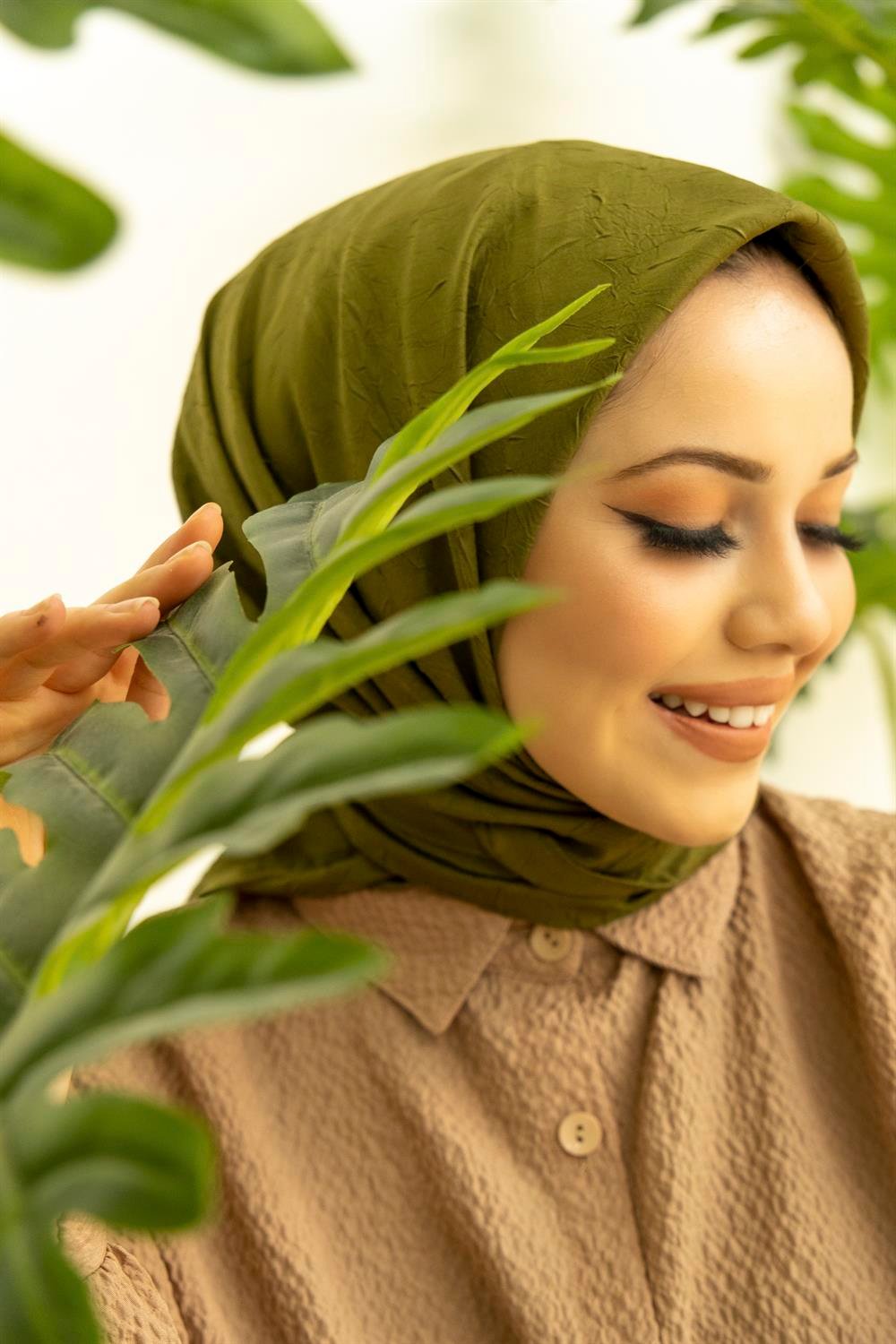 Bambu Kraş Eşarp - SEBKE54 - Kına Yeşili