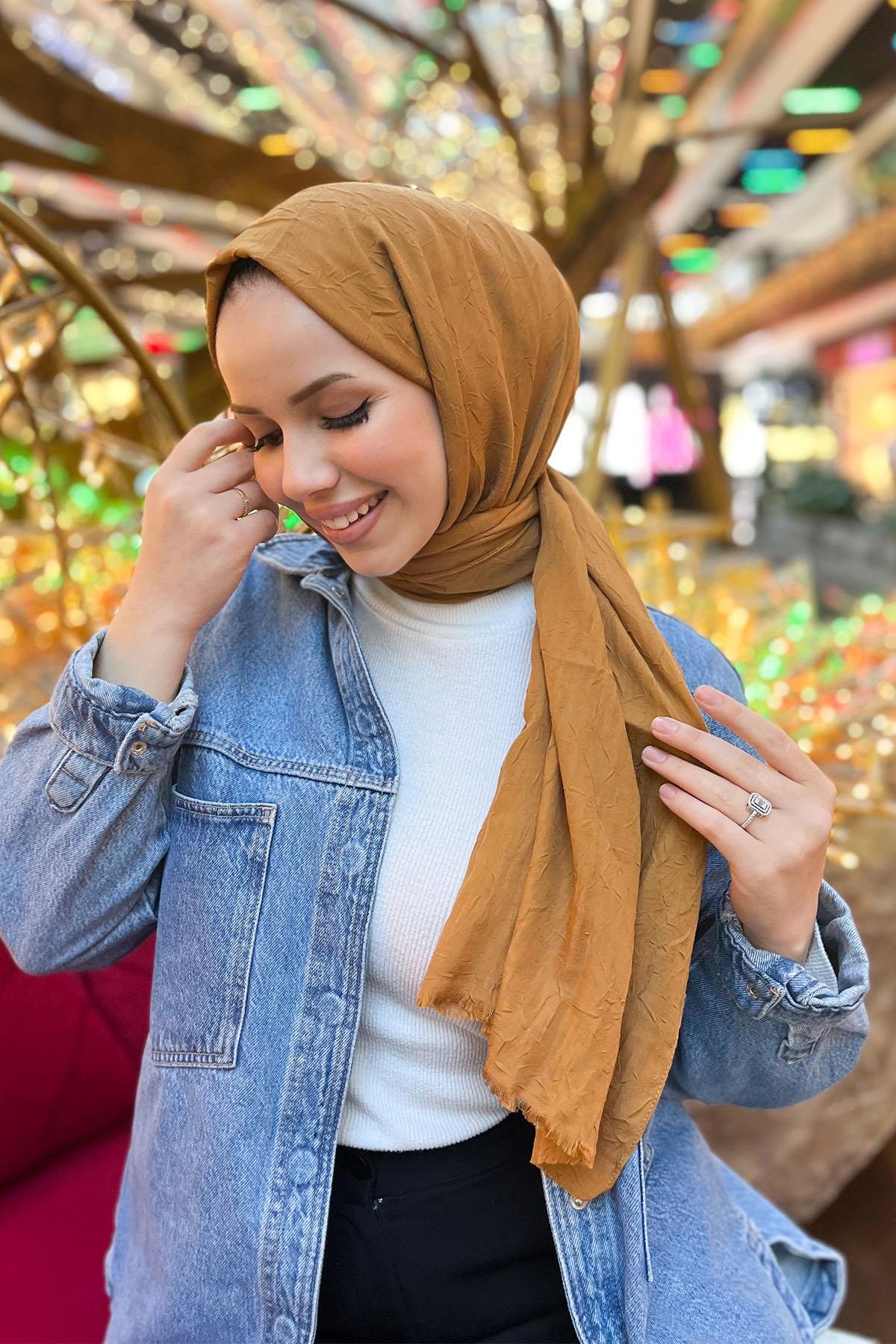 Bambu Kraş Şal - SEBSAL36 - Hardal