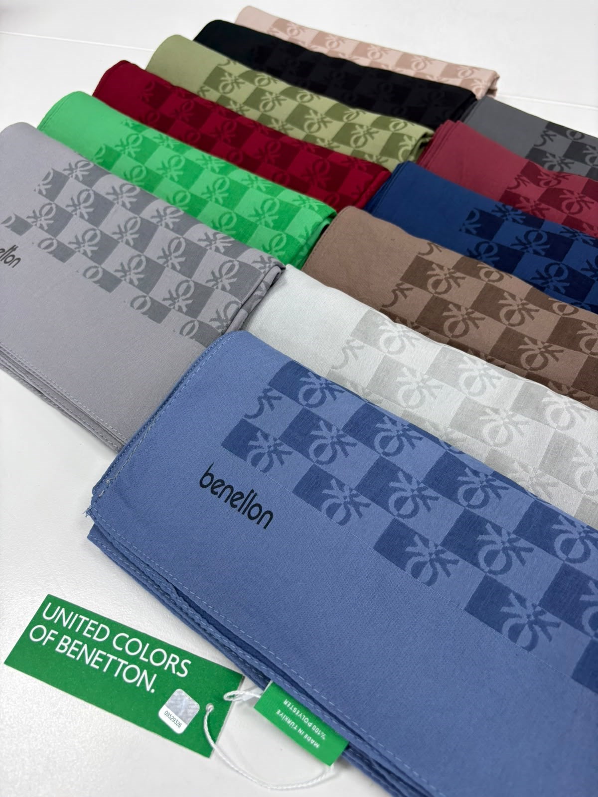 Benetton Monogram Eşarp - Elegante Tre - 1028-2208 - Gri