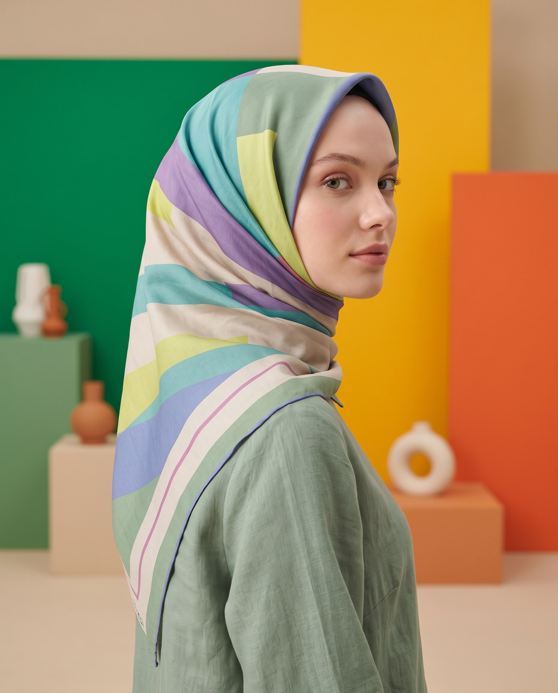 Benetton Viskon Eşarp - Siena - 1005-014 - Çağla Yeşili