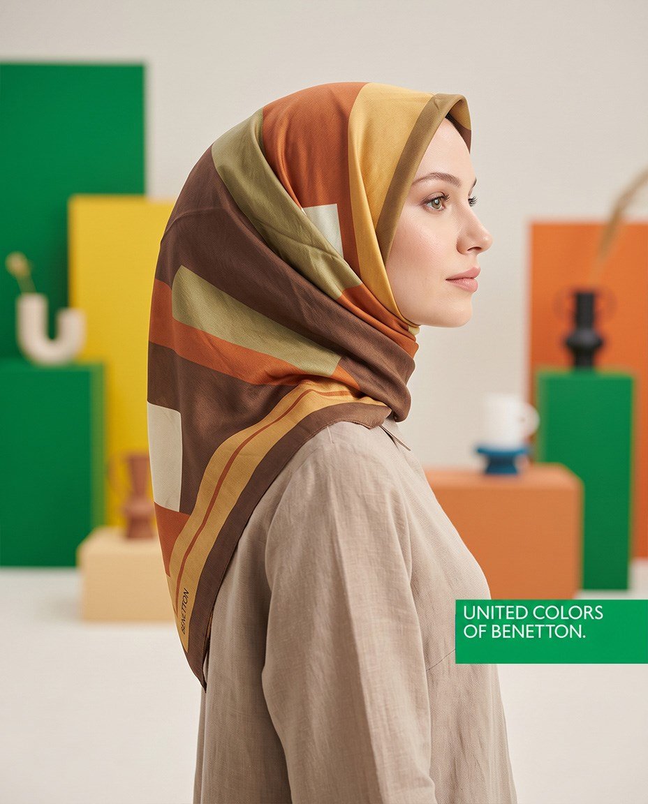 Benetton Viskon Eşarp - Siena - 1005-018 - Kahverengi
