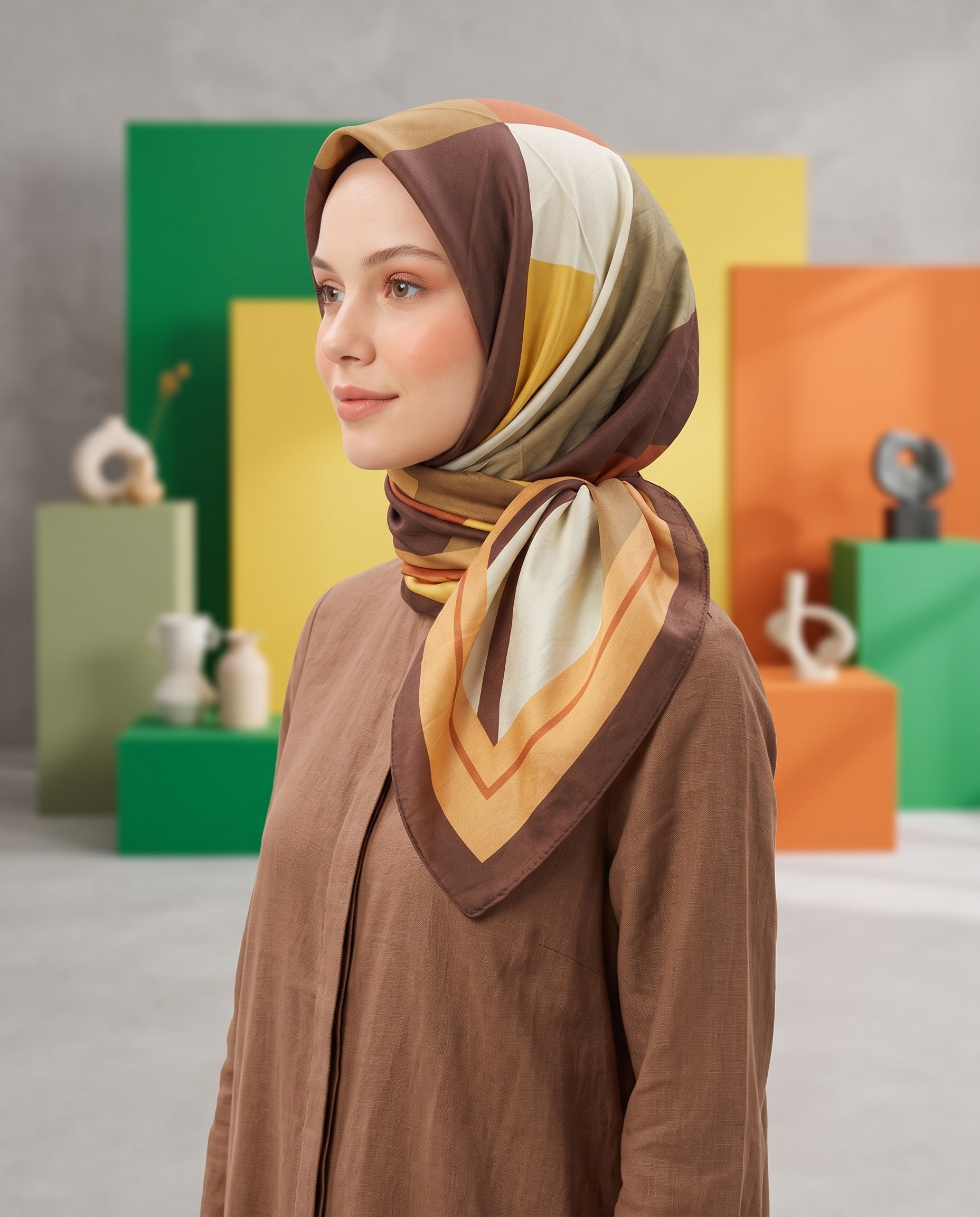 Benetton Viskon Eşarp - Siena - 1005-018 - Kahverengi