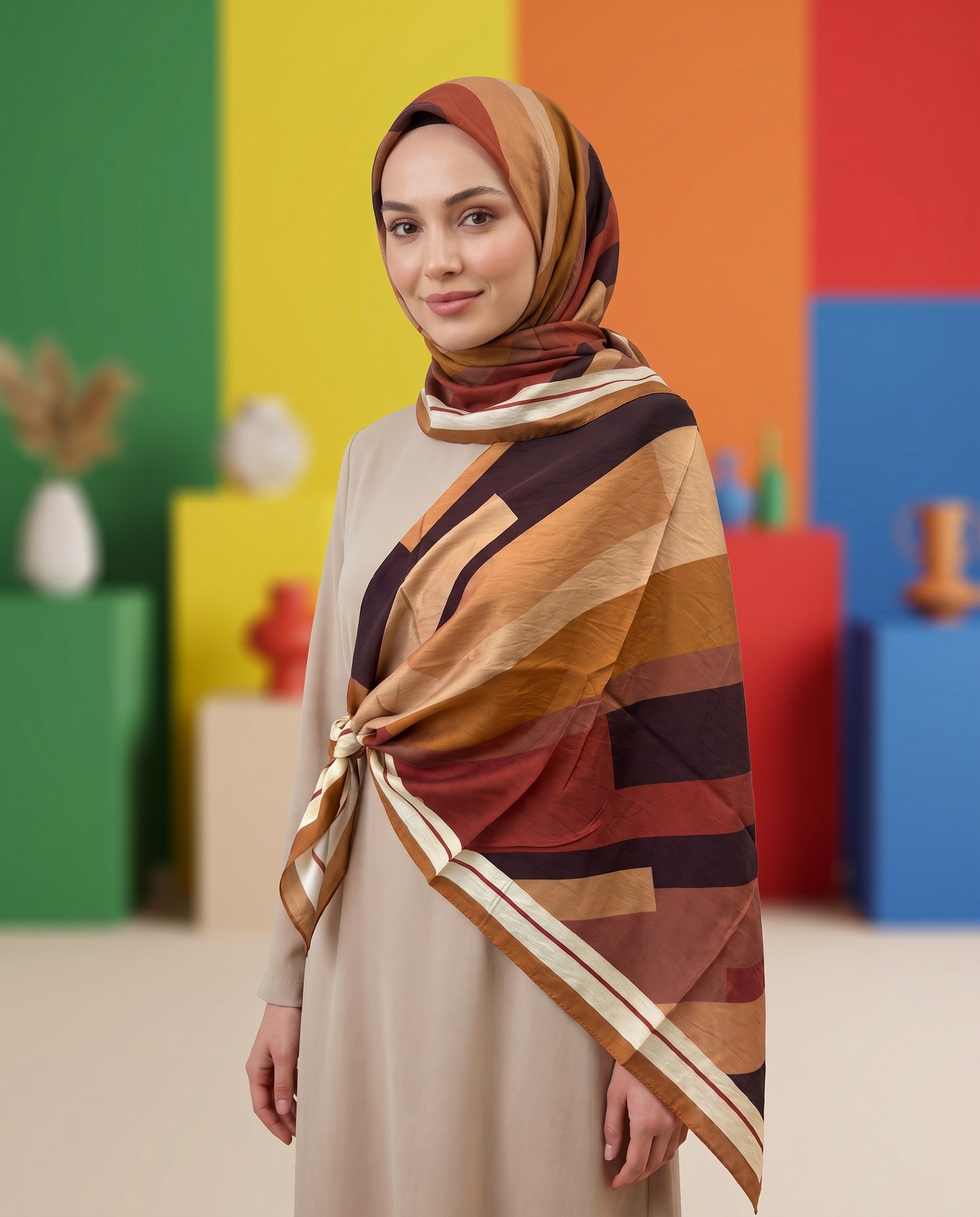 Benetton Viskon Eşarp - Siena - 1005-068 - Karamel