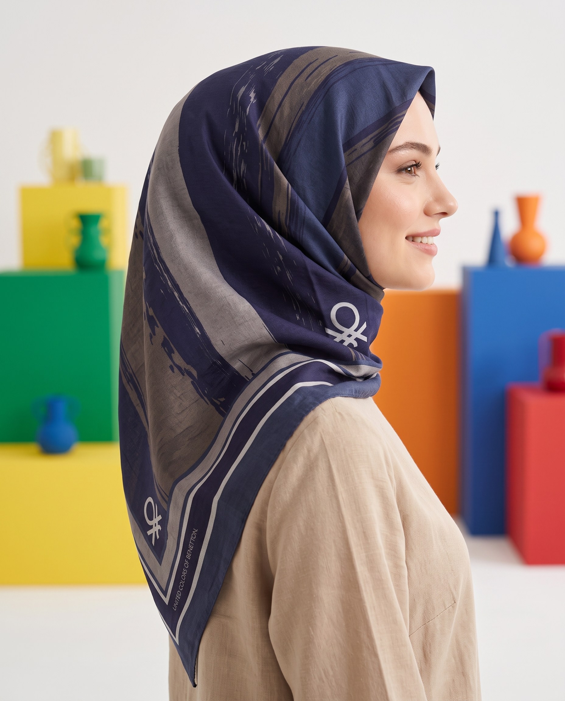 Benetton Viskon Eşarp - Siena - 1034-003 - Lacivert
