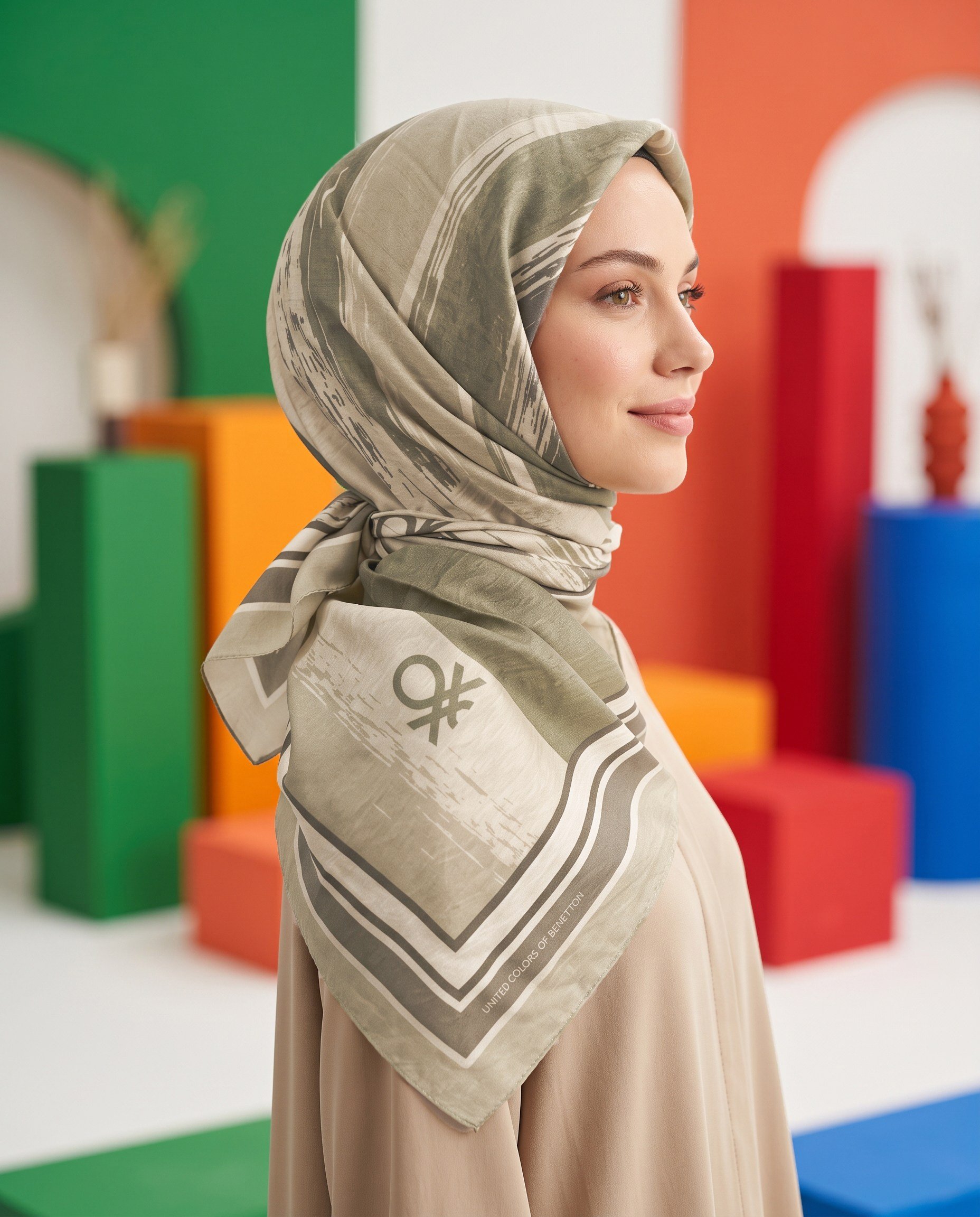 Benetton Viskon Eşarp - Siena - 1034-012 - Bej