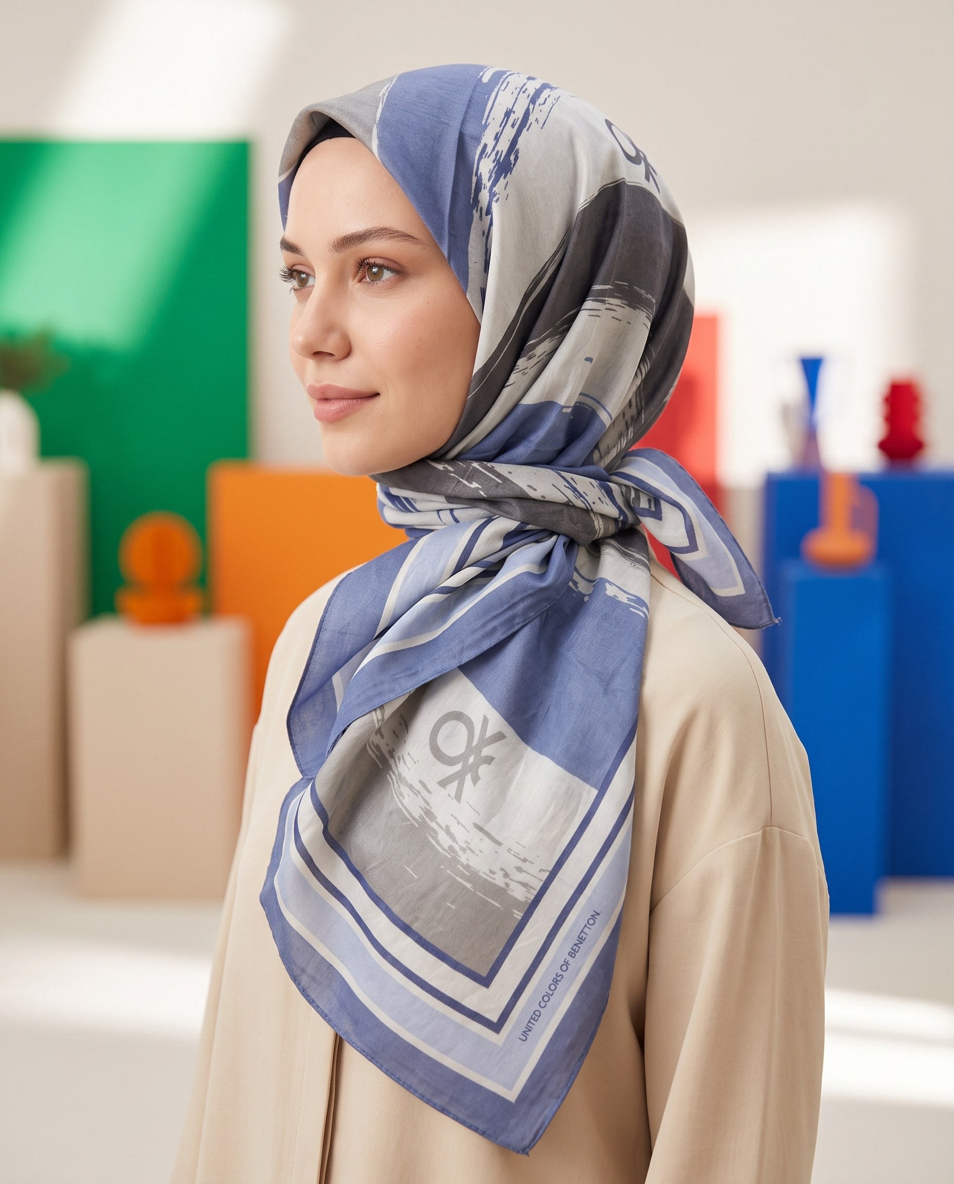Benetton Viskon Eşarp - Siena - 1034-031 - İndigo