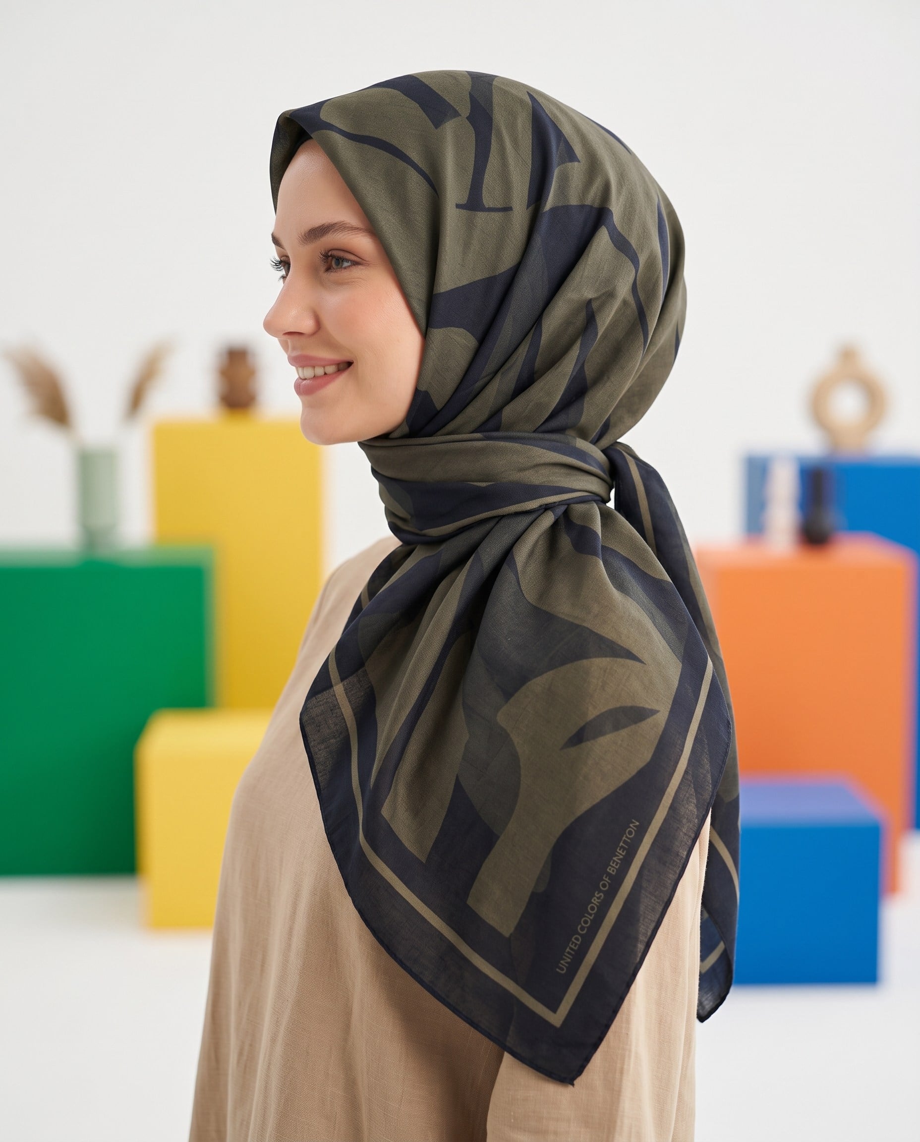 Benetton Viskon Eşarp - Siena - 1039-018 - Haki