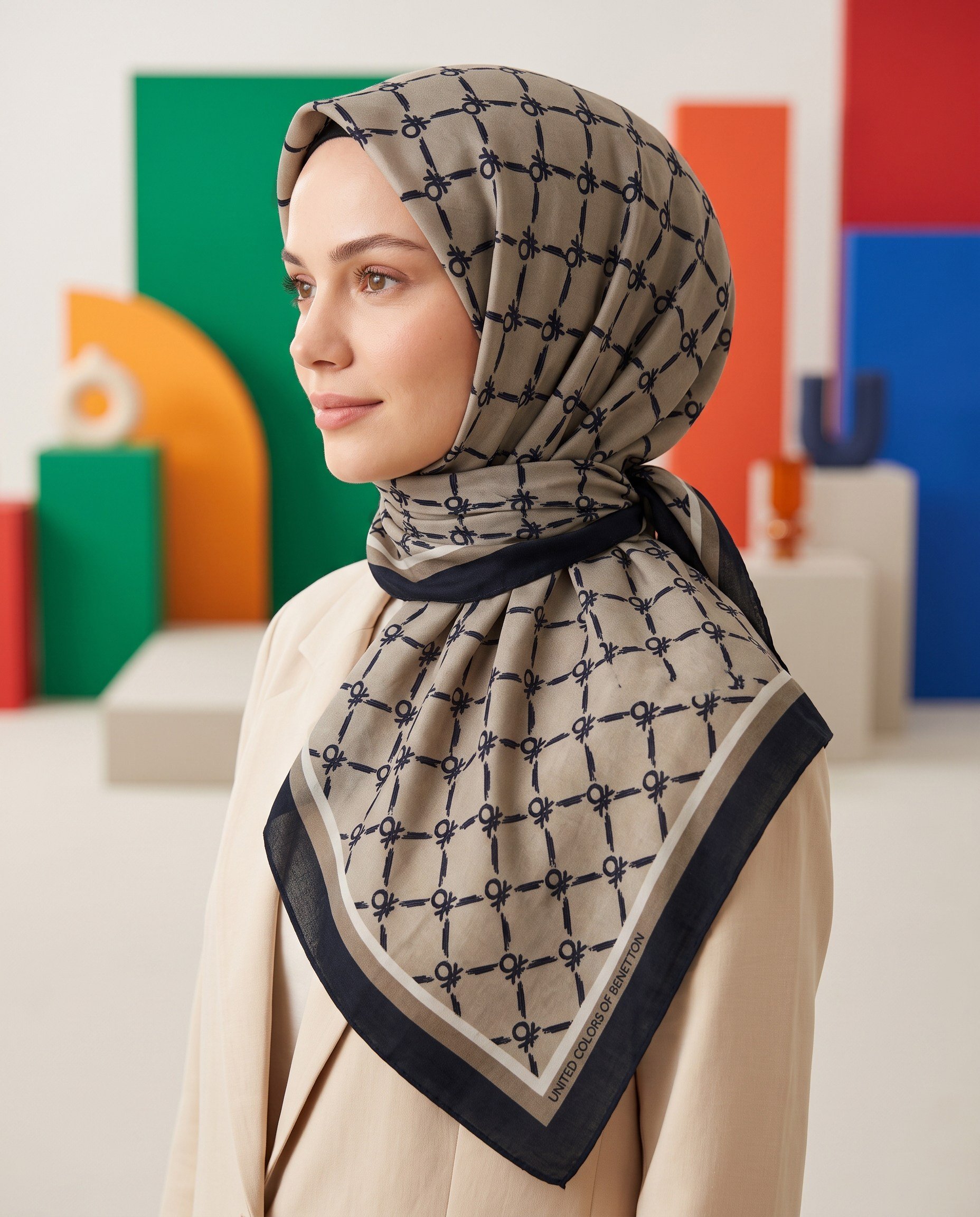 Benetton Viskon Eşarp - Siena - 1040-012 - Bej