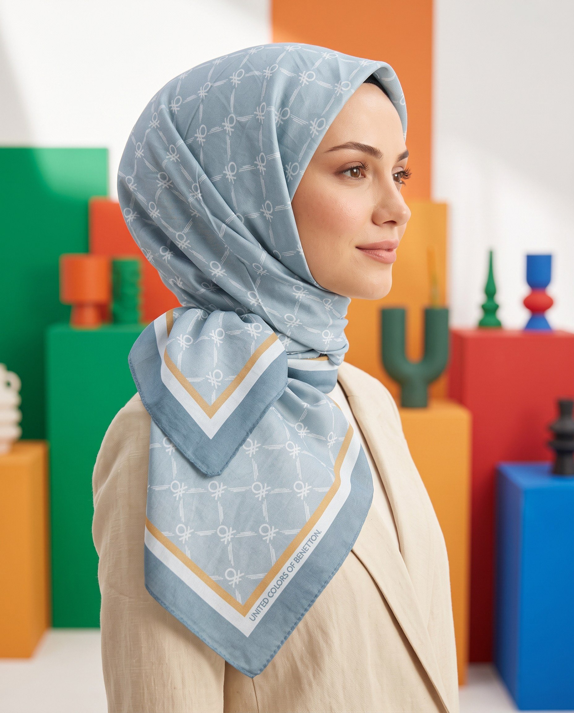 Benetton Viskon Eşarp - Siena - 1040-036 - Bebe Mavisi