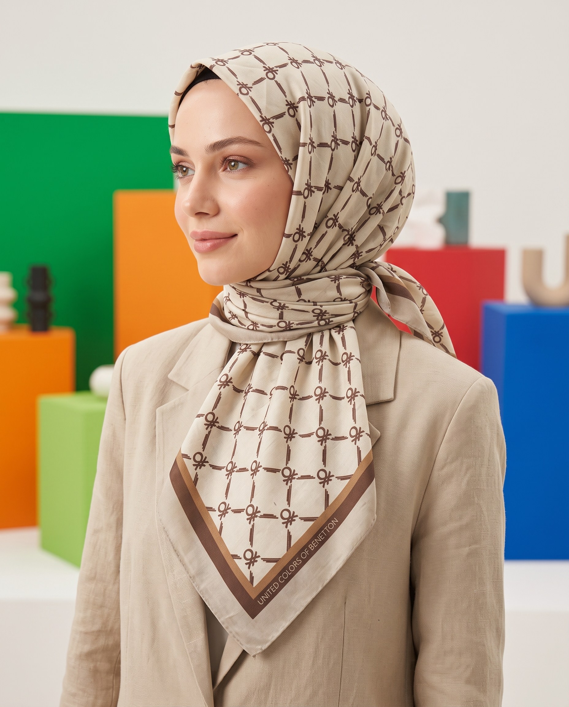 Benetton Viskon Eşarp - Siena - 1040-051 - Ekru