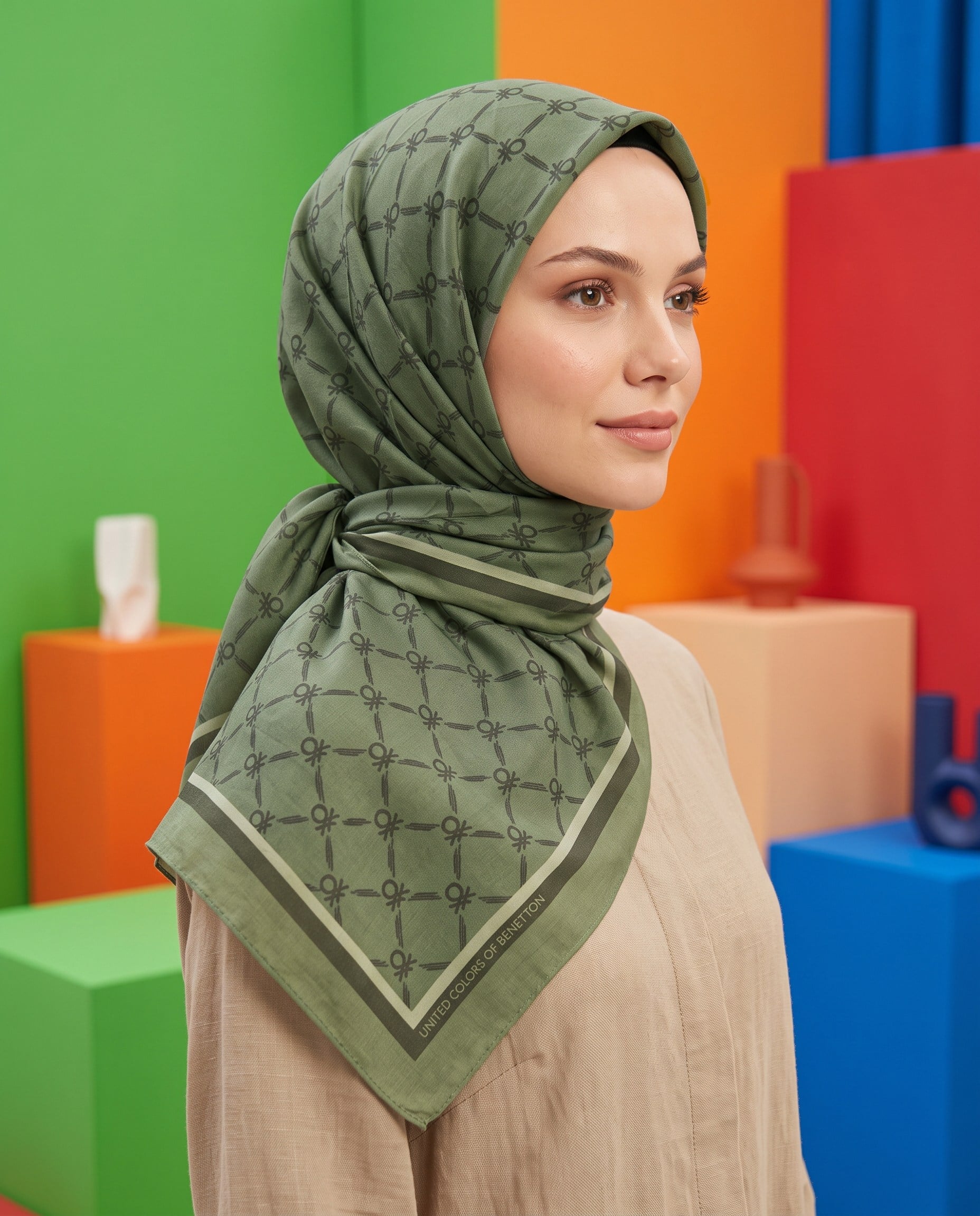 Benetton Viskon Eşarp - Siena - 1040-076 - Yeşil