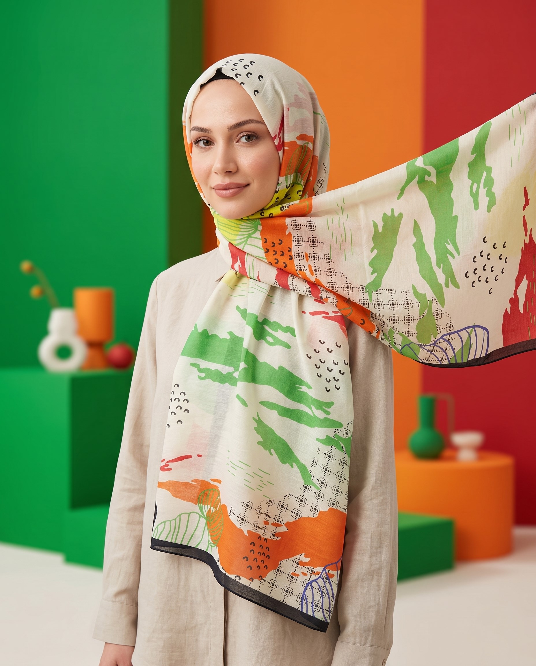 Benetton Viskon Şal - Fiore - 1010-002 - Siyah