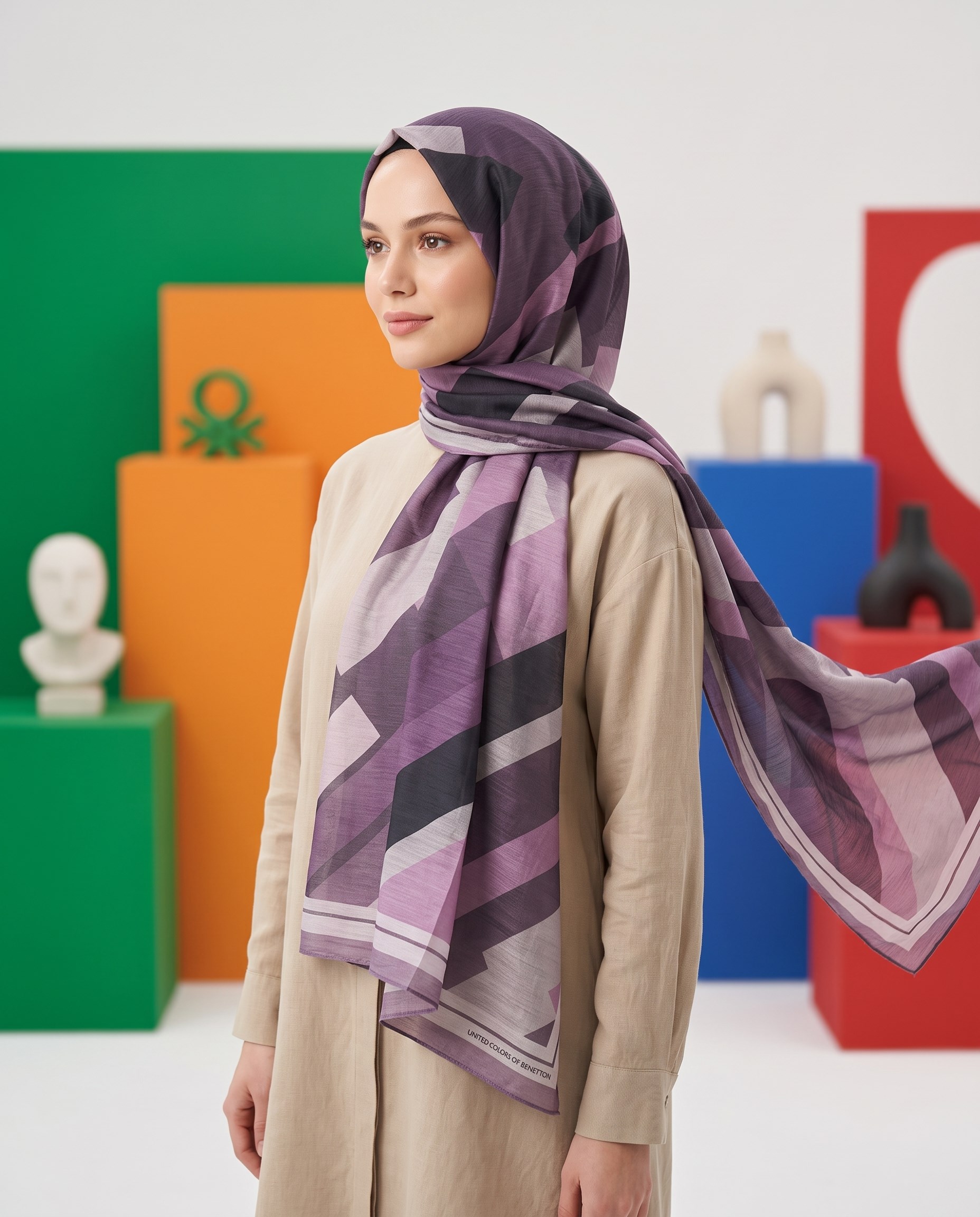 Benetton Viskon Şal - Fiore - 1012-017 - Lila