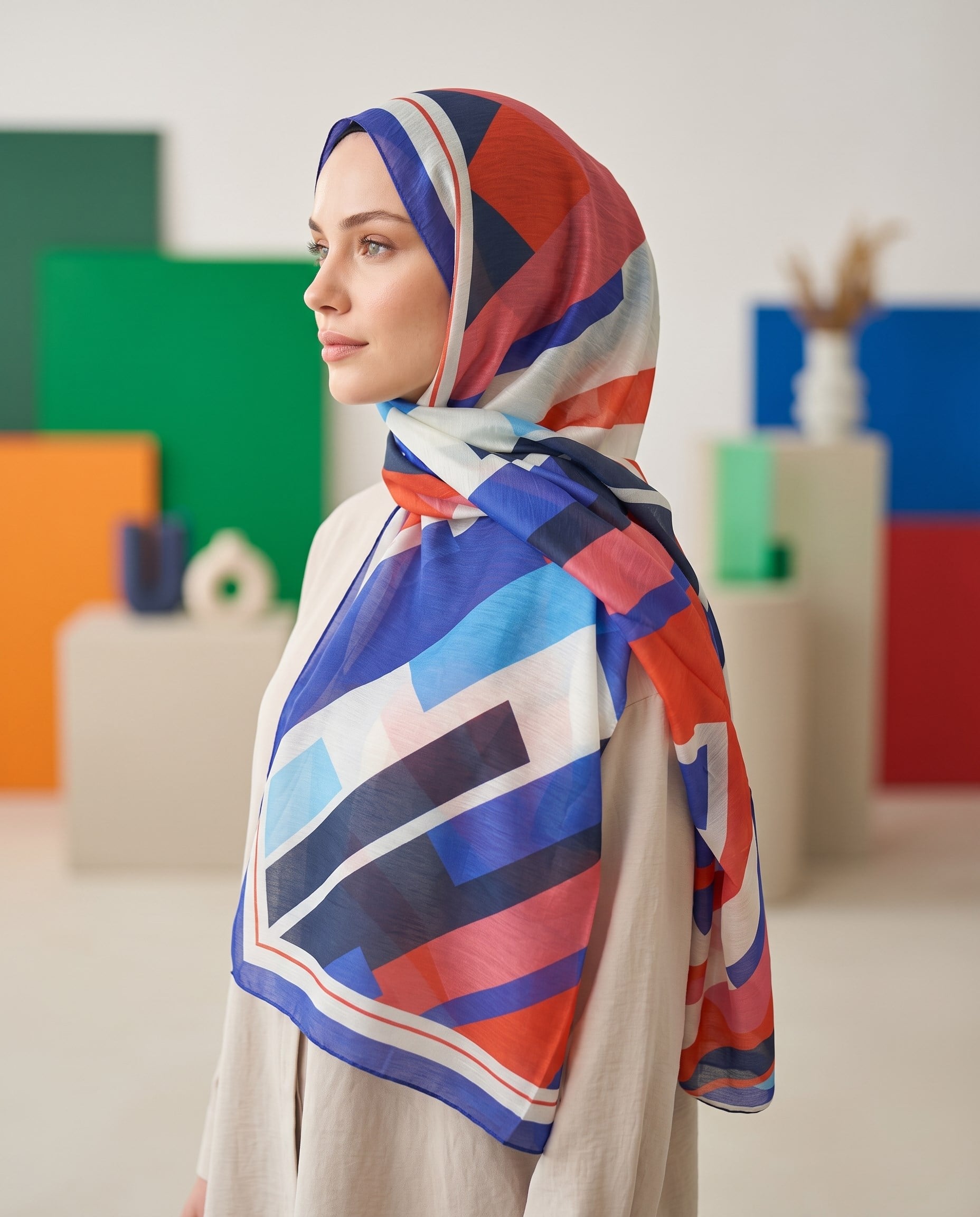 Benetton Viskon Şal - Fiore - 1012-031 - İndigo