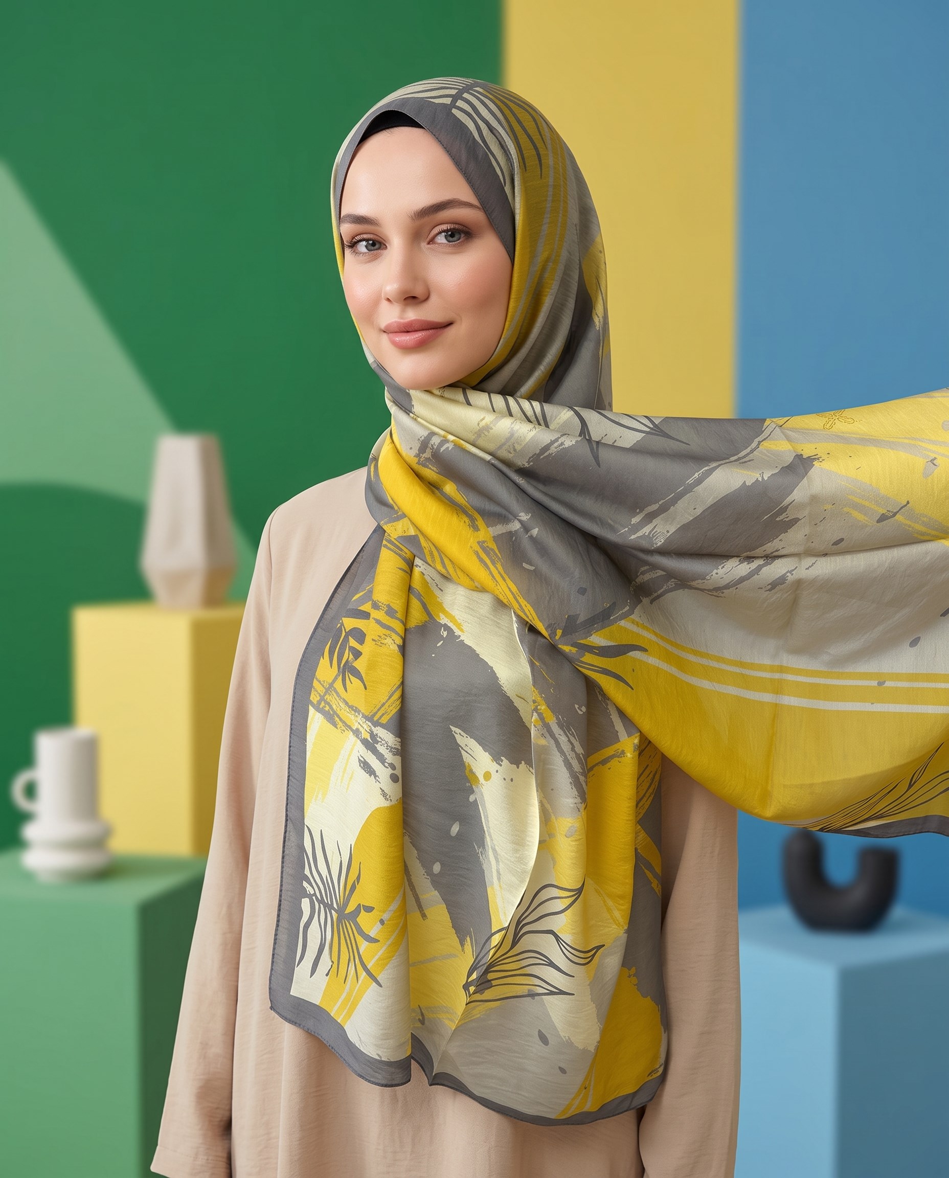 Benetton Viskon Şal - Fiore - 1014-009 - Gri