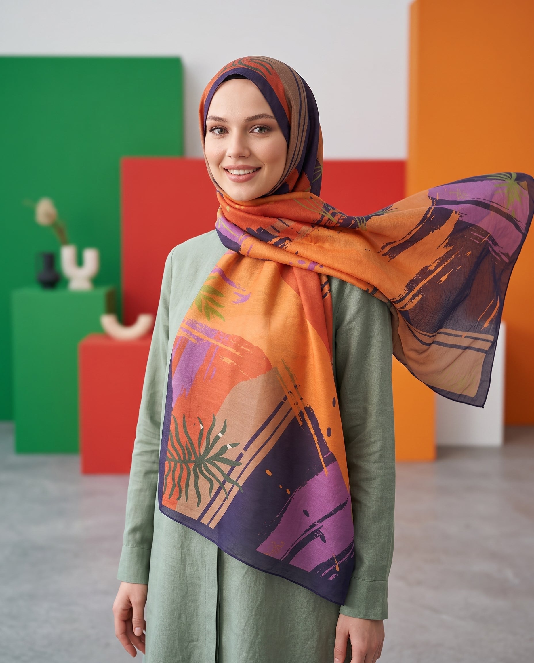 Benetton Viskon Şal - Fiore - 1014-023 - Camel