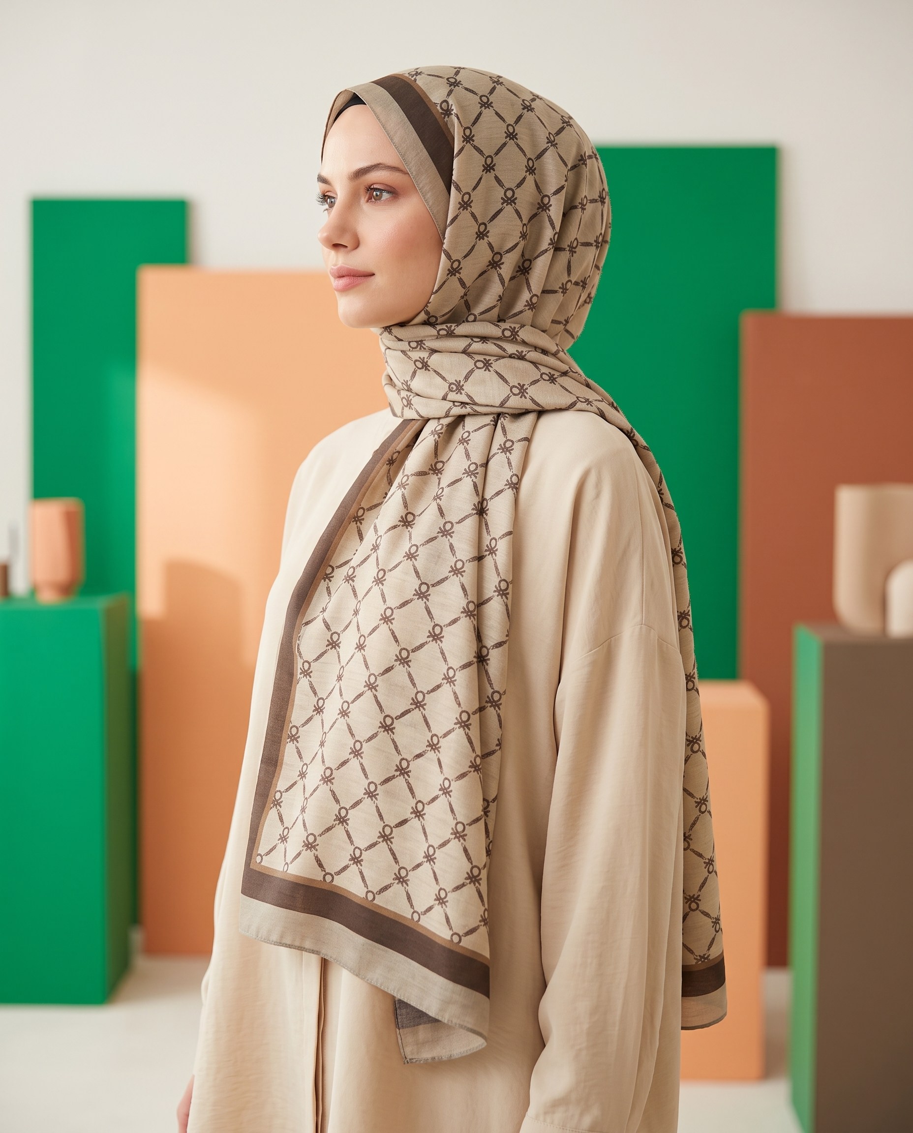 Benetton Viskon Şal - Fiore - 1041-051 - Ekru
