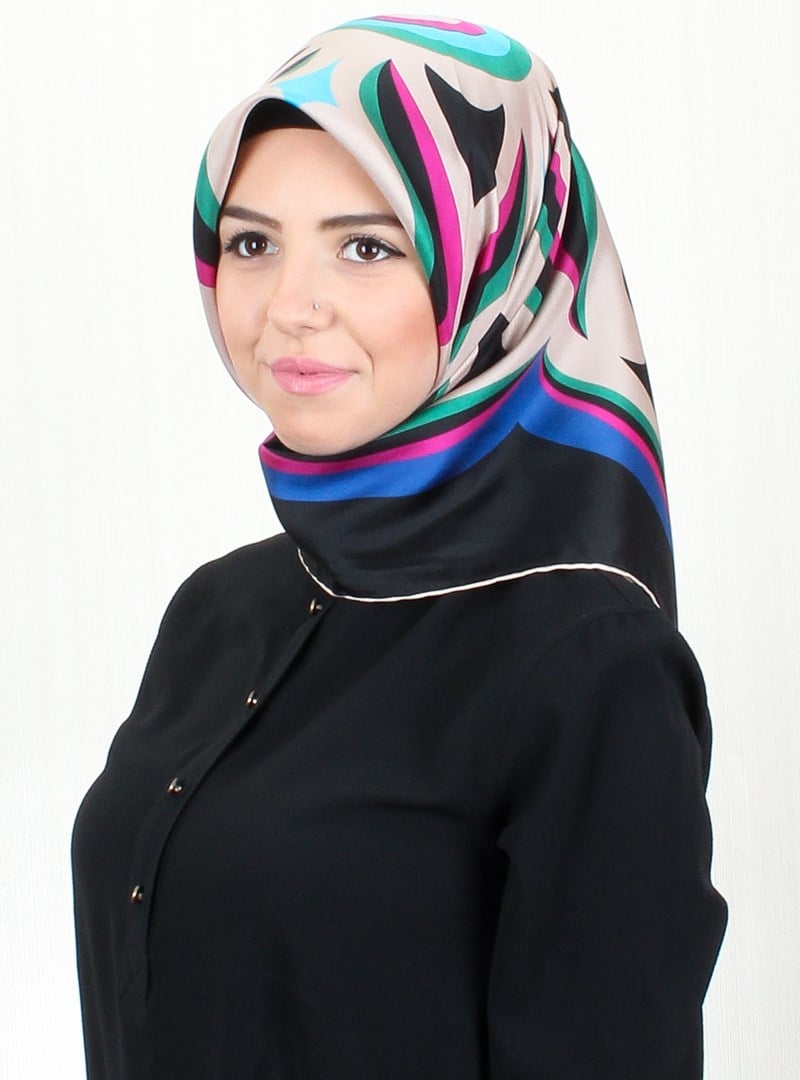 Silk Home Tivil İpek Eşarp - SLK456 - Mavi Pembe
