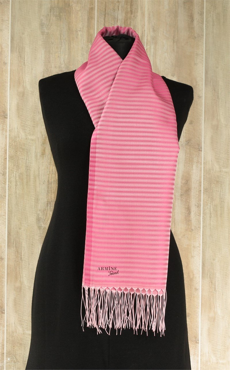 Armine Trend Gölge Çizgili Tafta Şal - GS12 - Pembe