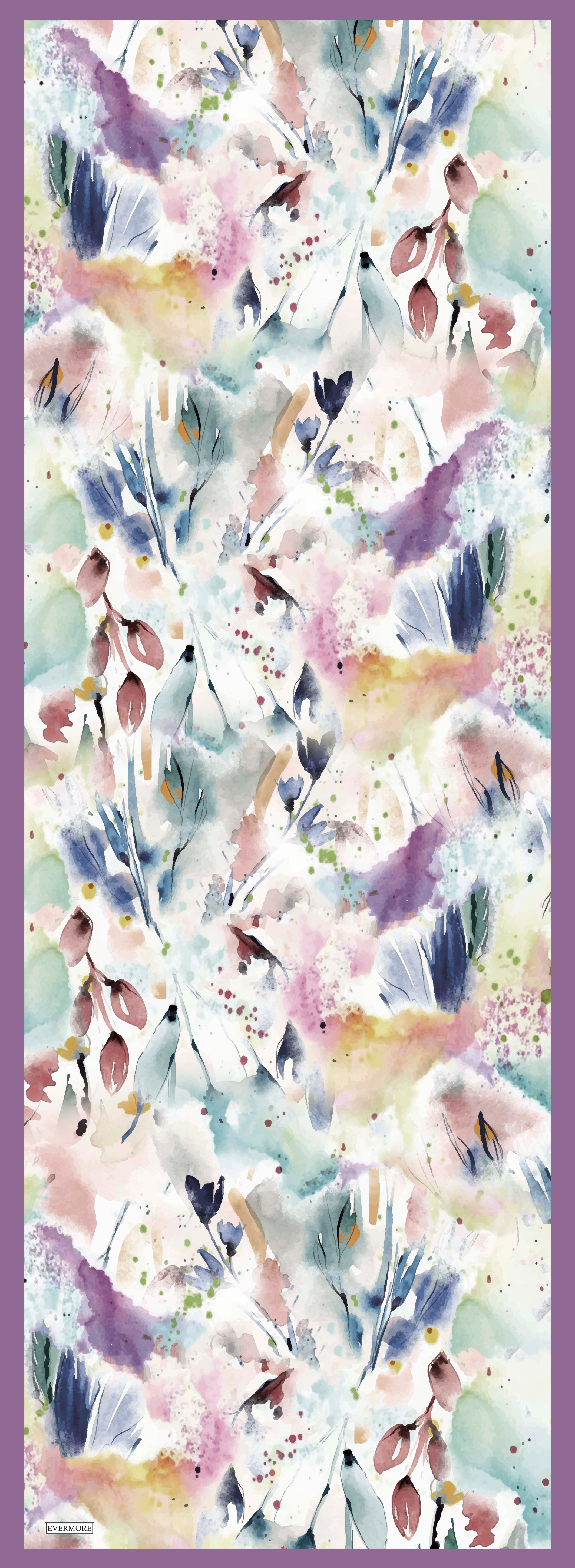 Evermore Elegance Şal - Ebru Desen - EM061-01 - Mor, Pembe, Yeşil