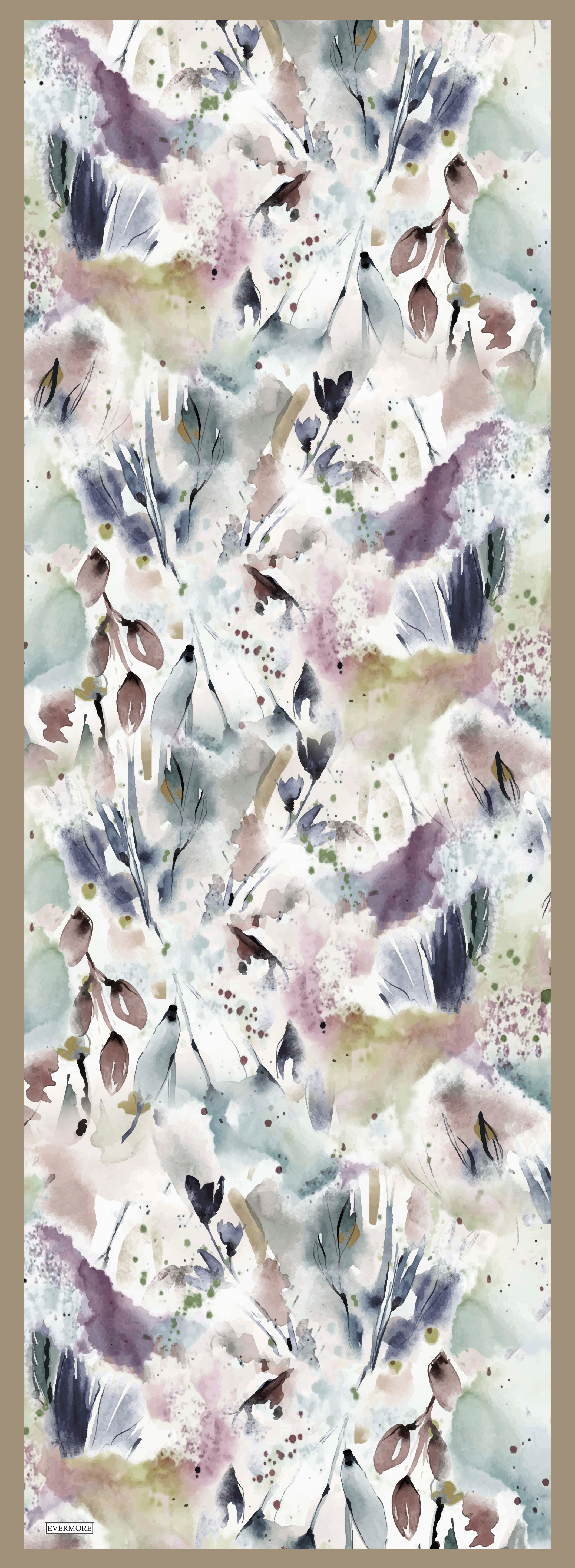 Evermore Elegance Şal - Ebru Desen - EM061-12 - Yeşil, Pembe, Mor