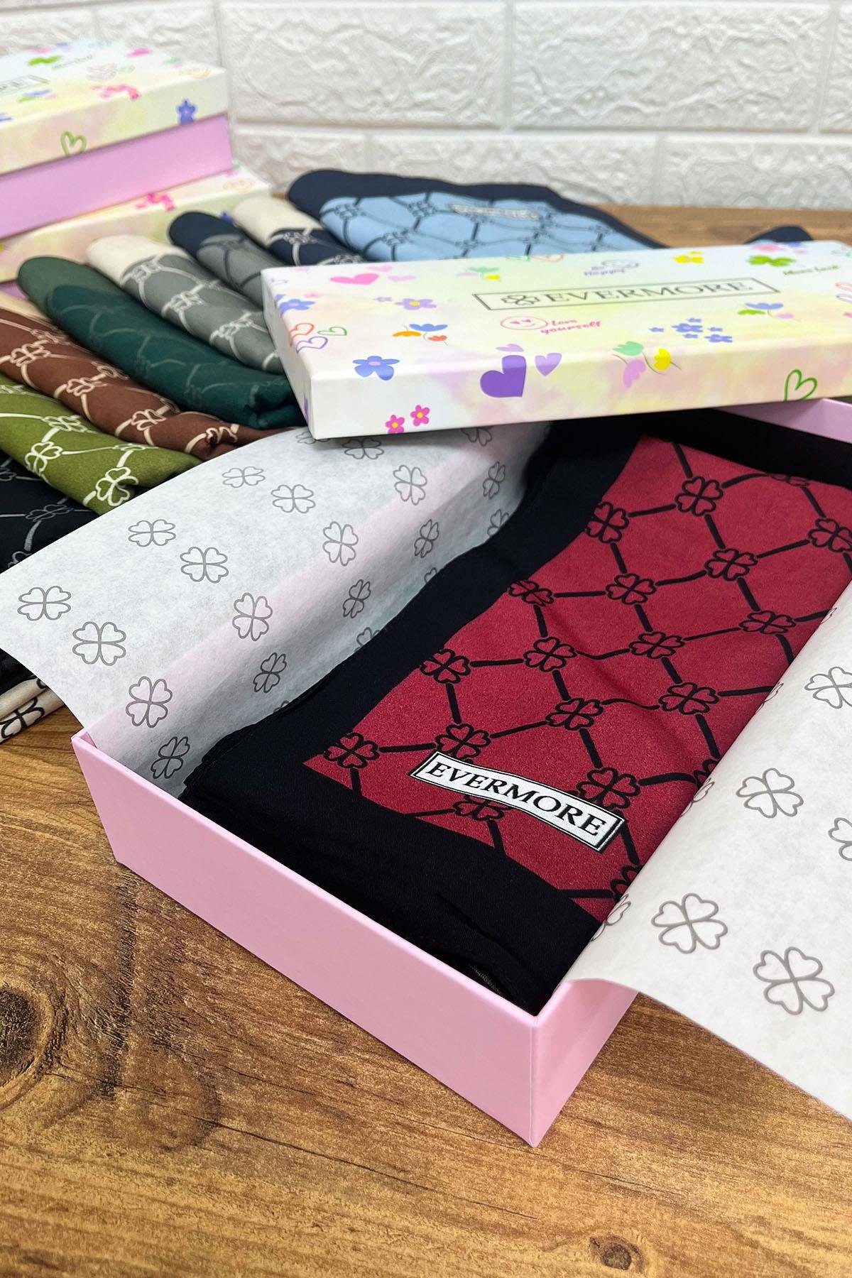 Evermore Elegance Şal - Yonca Desen - EM060-23 - Siyah, Gri