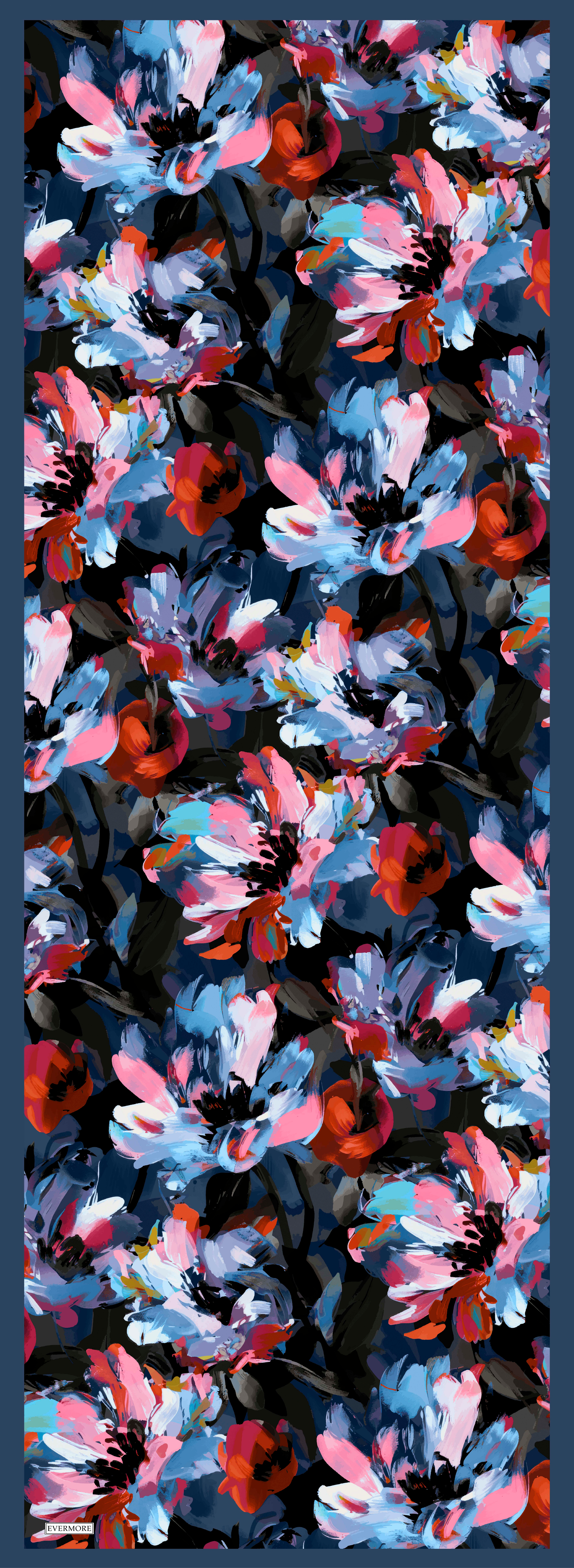 Evermore Fresh Şal - Armonia Desen - EM008-07 - İndigo, Pembe