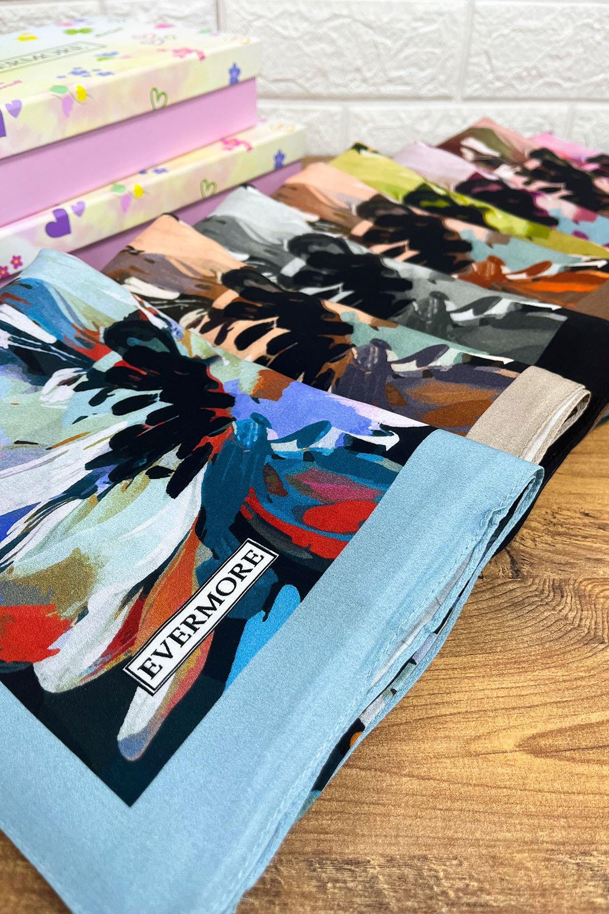 Evermore Fresh Şal - Armonia Desen - EM008-07 - İndigo, Pembe