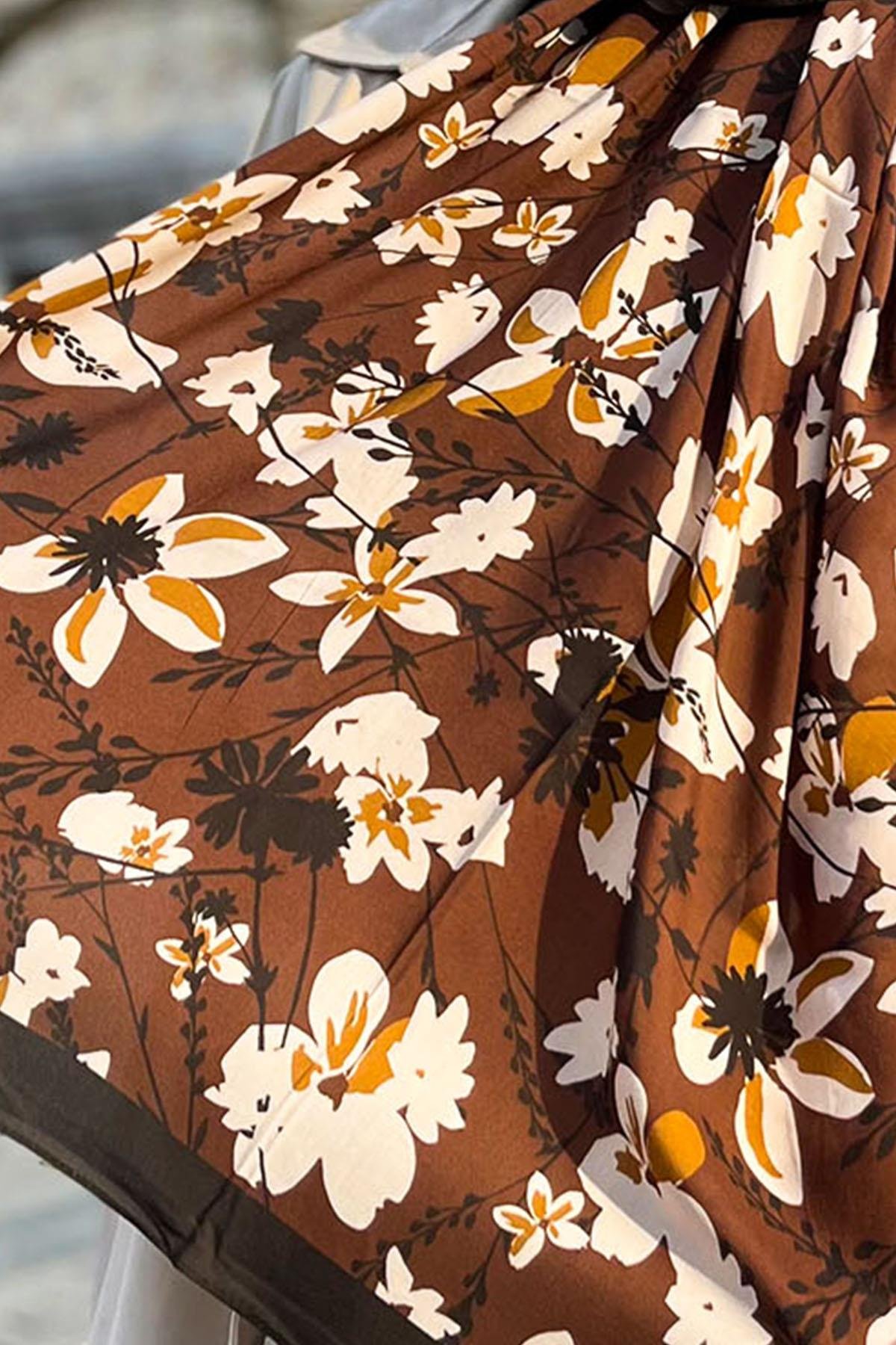 Evermore Fresh Şal - Bahar Desen - EM001-05 - Kahve