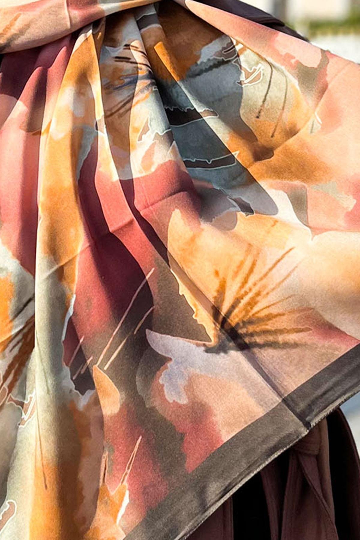 Evermore Fresh Şal - Hayal Desen - EM002-06 - Bordo, Yeşil, Kahve Tonları