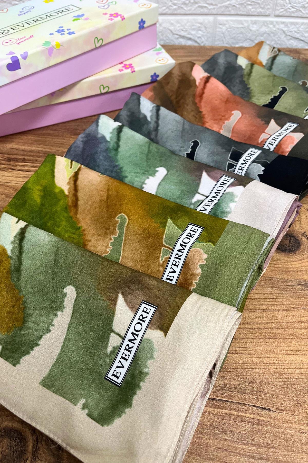 Evermore Fresh Şal - Hayal Desen - EM002-06 - Bordo, Yeşil, Kahve Tonları