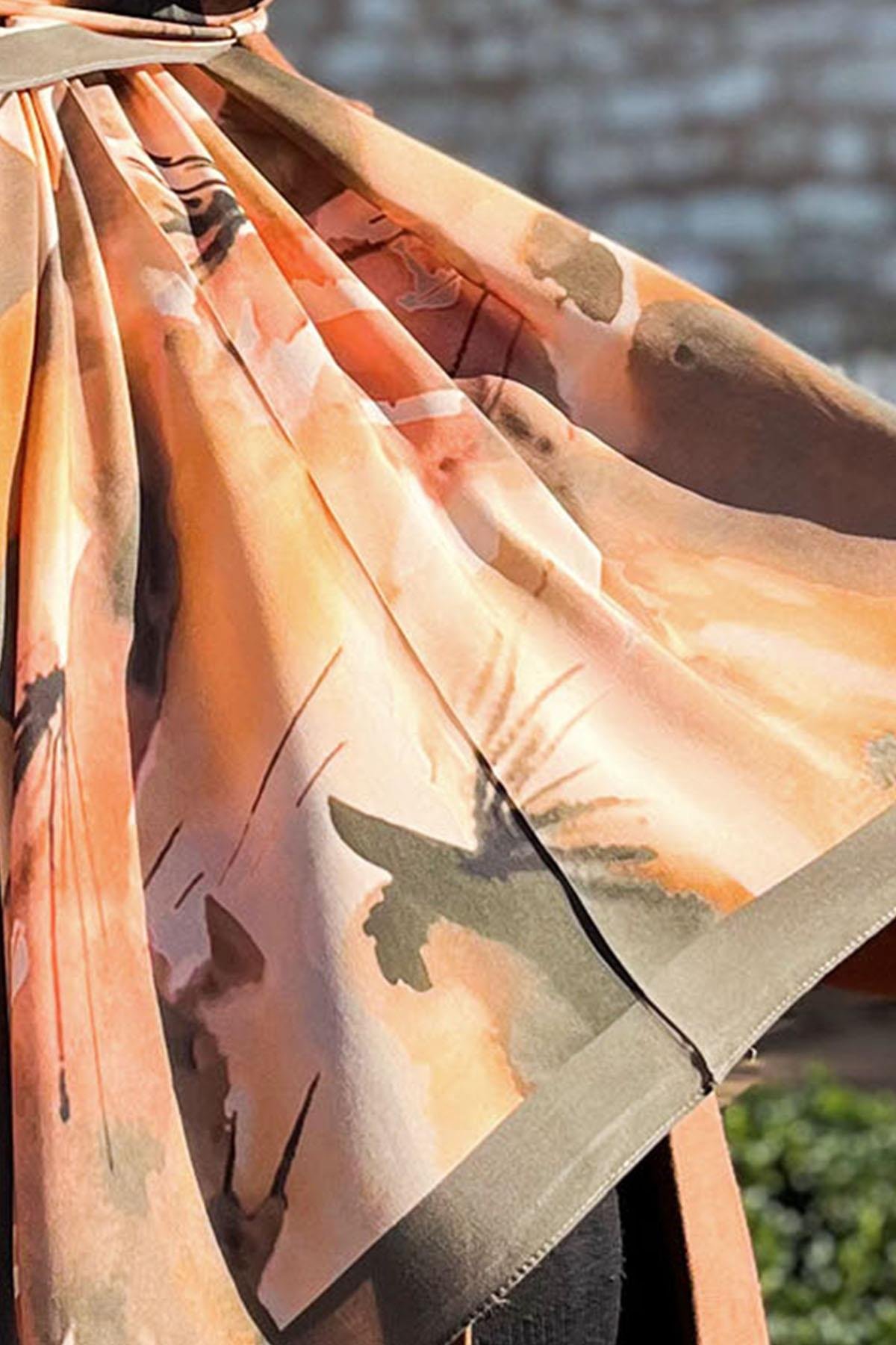 Evermore Fresh Şal - Hayal Desen - EM002-15 - Kahve, Şeftali Tonları