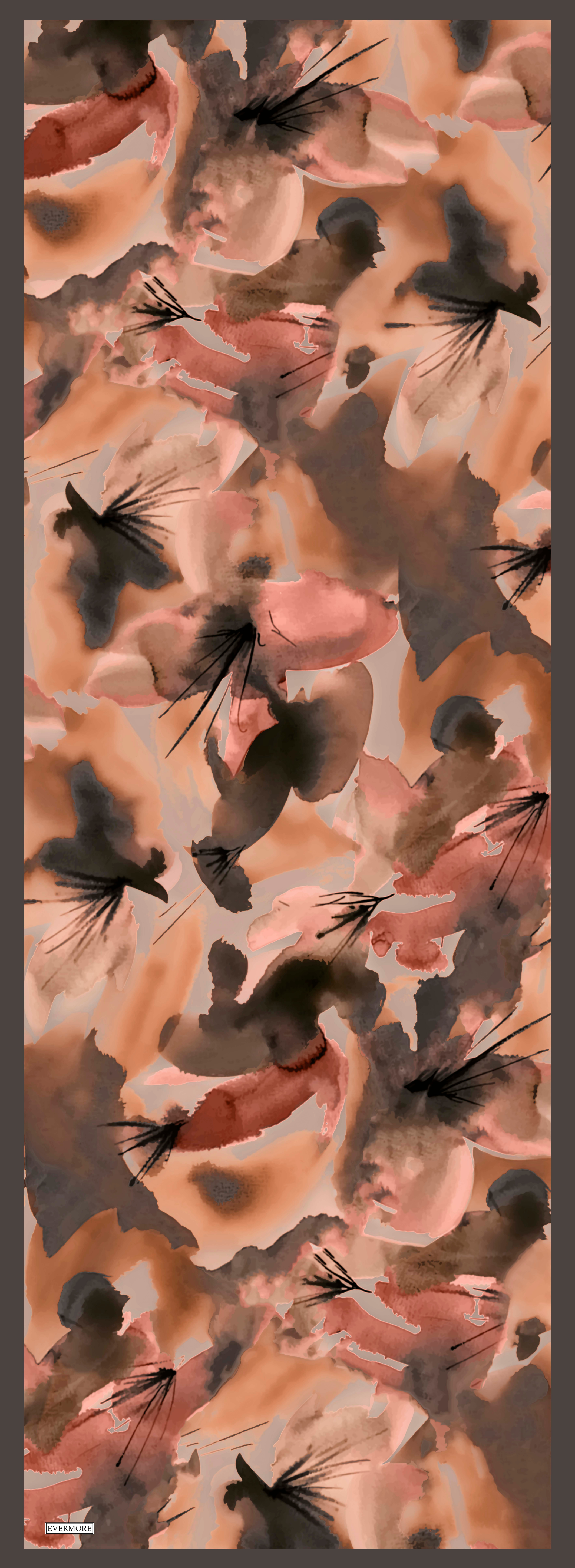 Evermore Fresh Şal - Hayal Desen - EM002-15 - Kahve, Şeftali Tonları