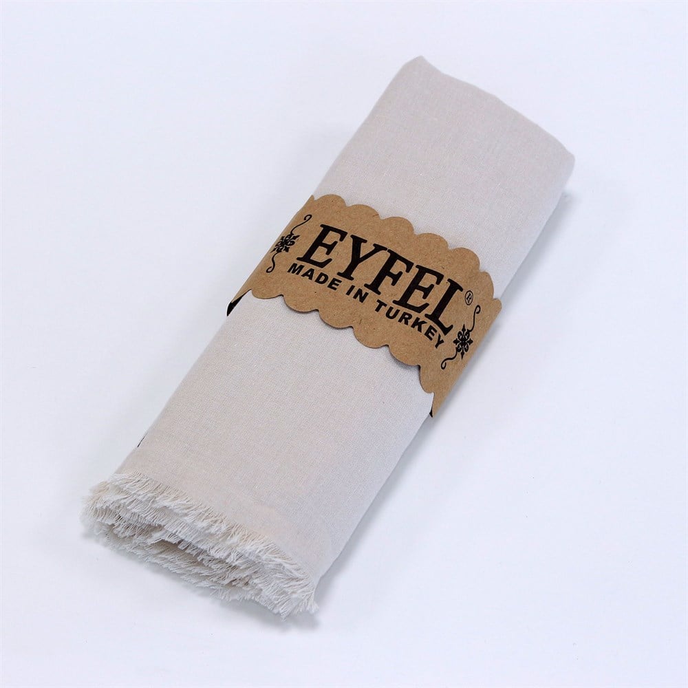 Eyfel %100 Pamuk Şal - Krem