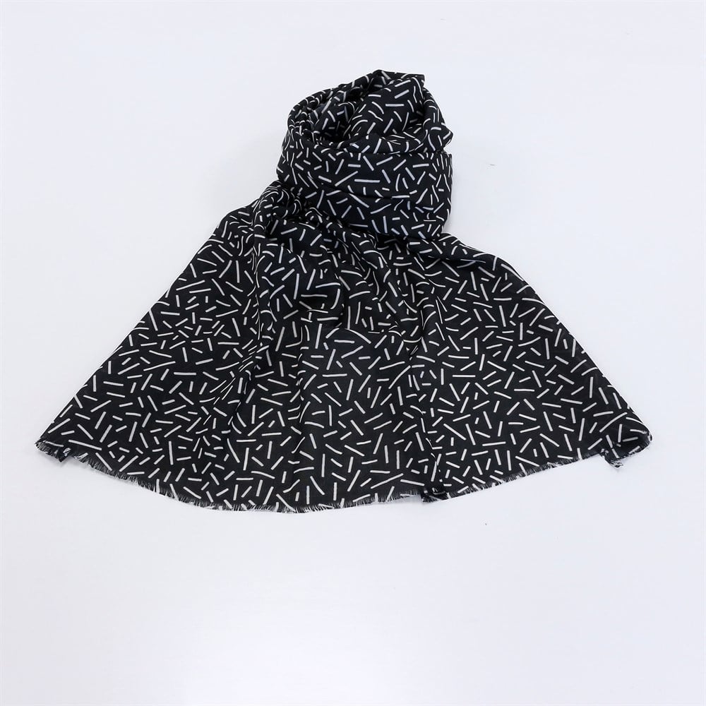 Eyfel Pamuklu Şal - EF01 - Siyah Beyaz