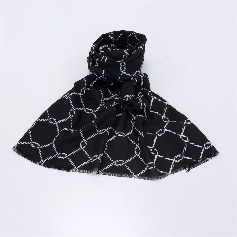 Eyfel Pamuklu Şal - EF02 - Siyah Beyaz