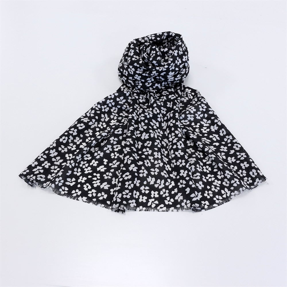 Eyfel Pamuklu Şal - EF03 - Siyah Beyaz