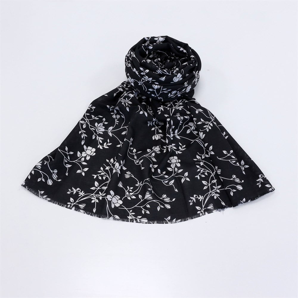 Eyfel Pamuklu Şal - EF04 - Siyah Beyaz