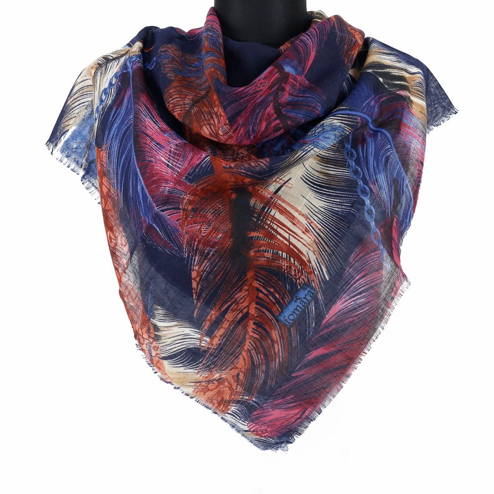 Fomara Renkli Tüy Desen Flamlı Eşarp - 12 Lacivert