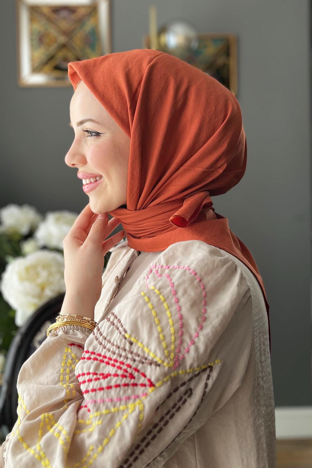 Harem Scarf, Pamuk Jazz Eşarp - HAE01 - Kiremit